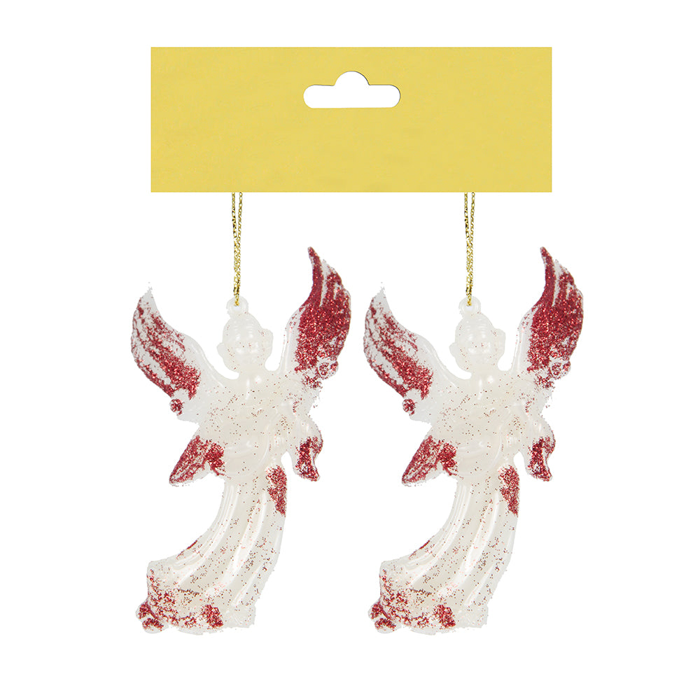Christmas Decoration Hanging- Glitter Angel Red