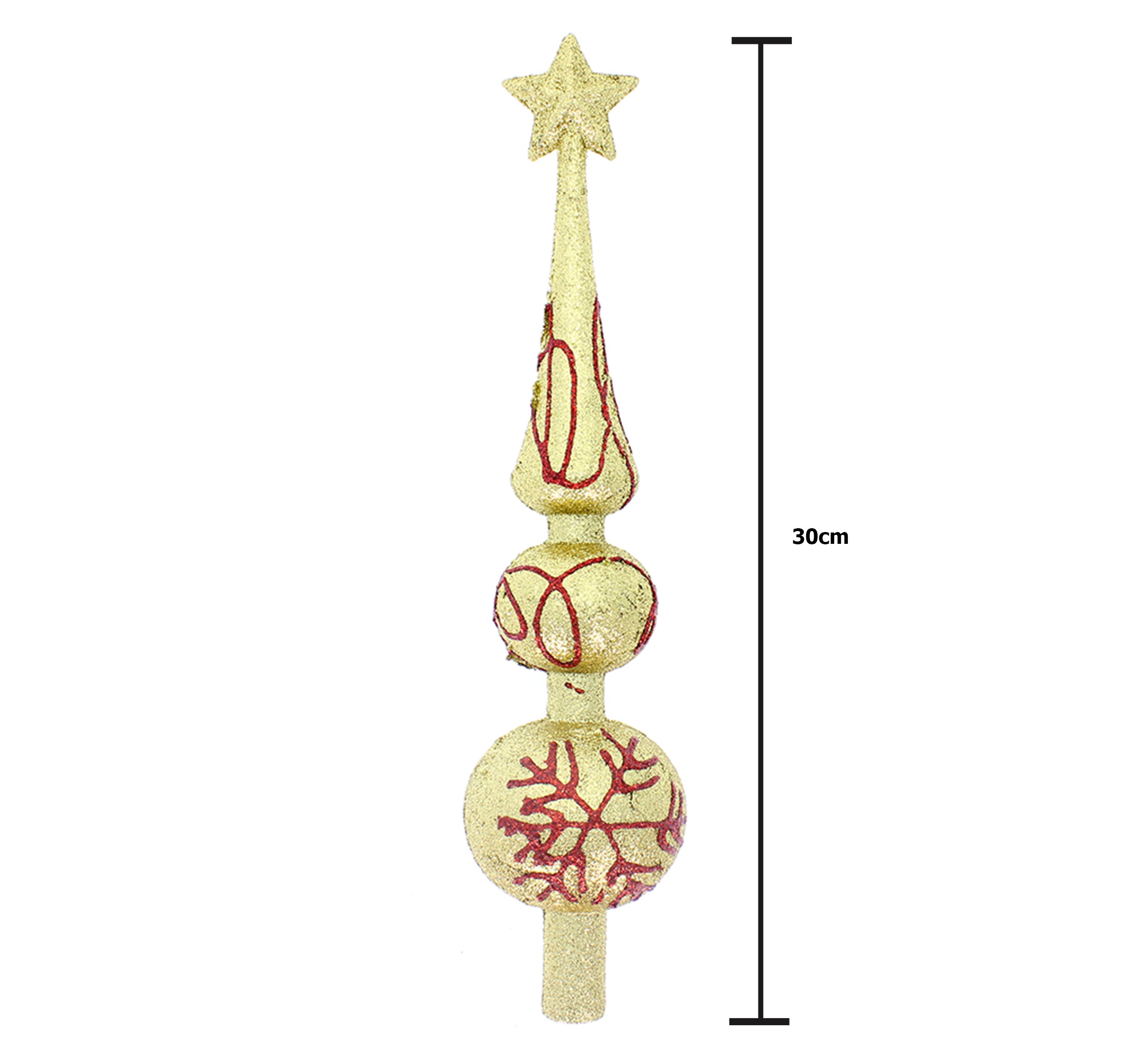 Christmas Finial Tree Topper 30Cm- Gold
