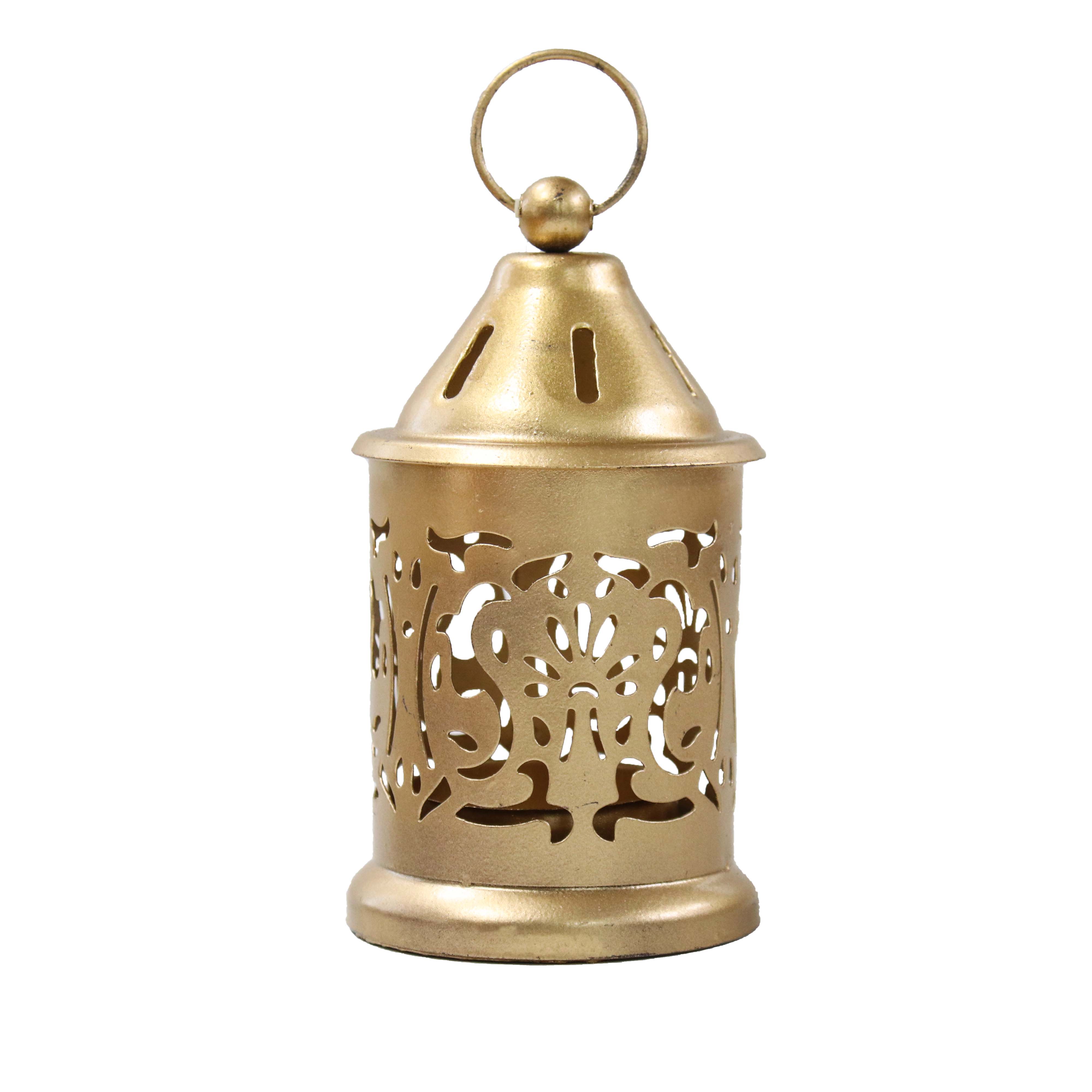 Decorative Metal Hanging Lantern Gold 1pc
