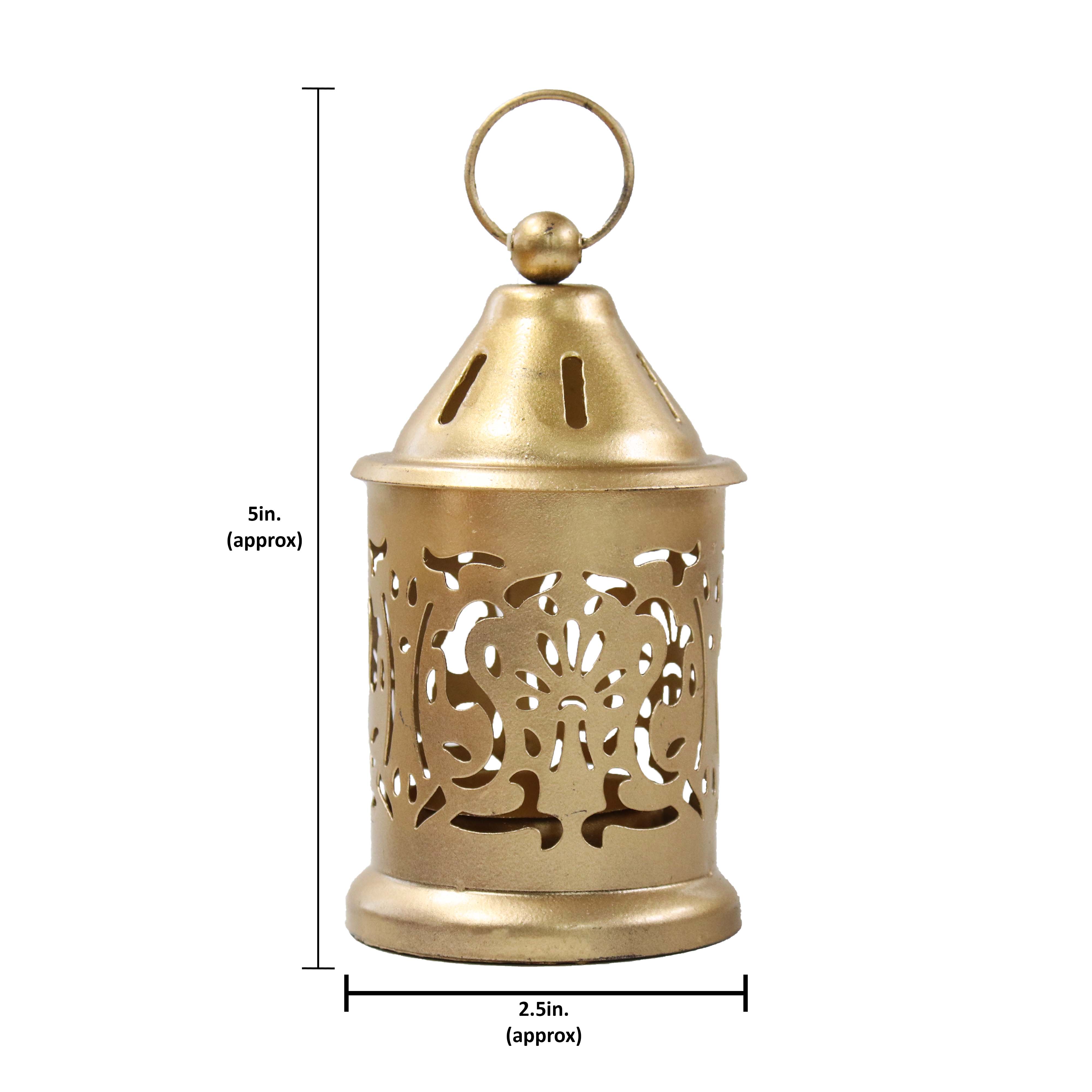 Decorative Metal Hanging Lantern Gold 1pc