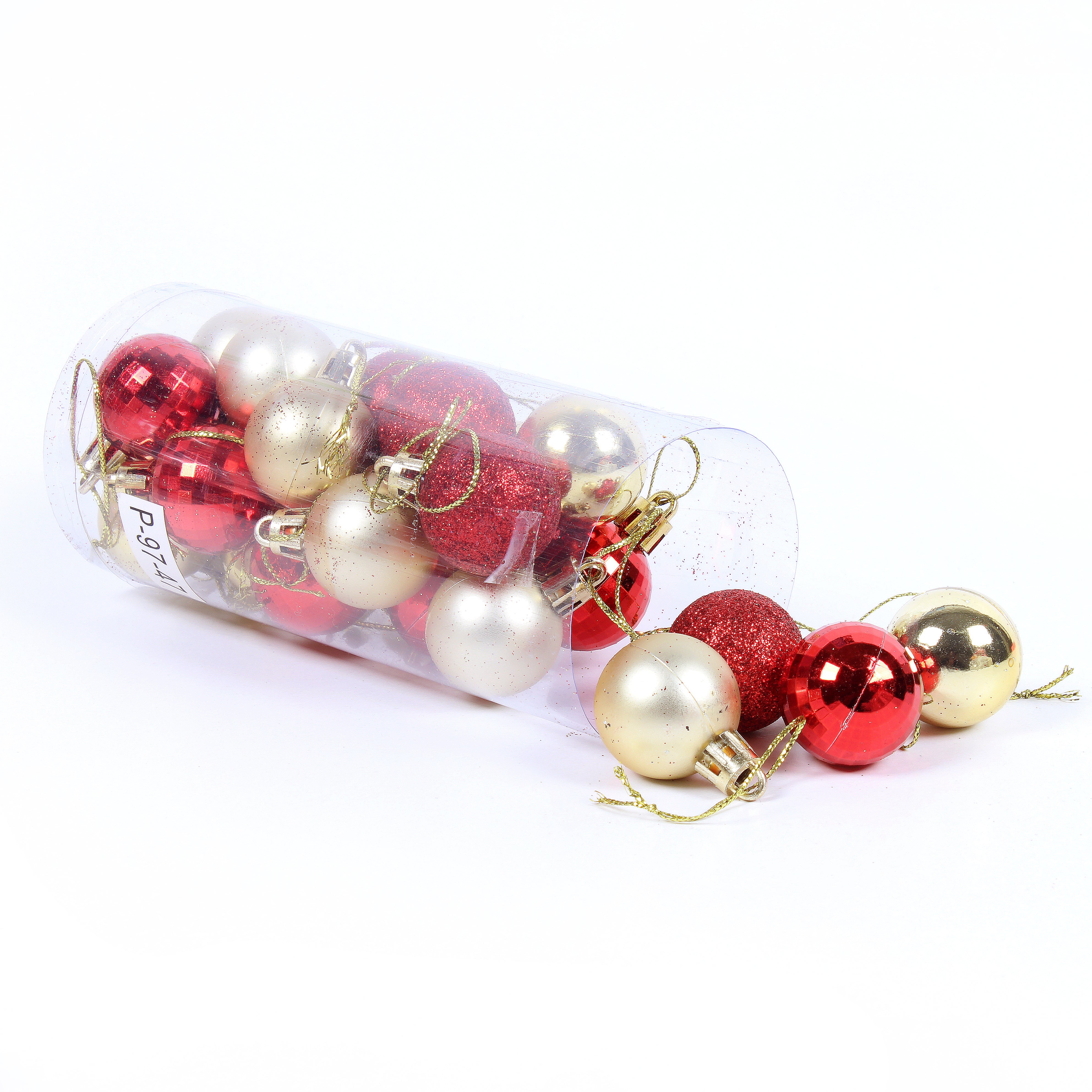 Christmas Tree Hanging Decoration Baubles Gold And Red Mix 16 X 7Cm 3cm 1Acetate Box