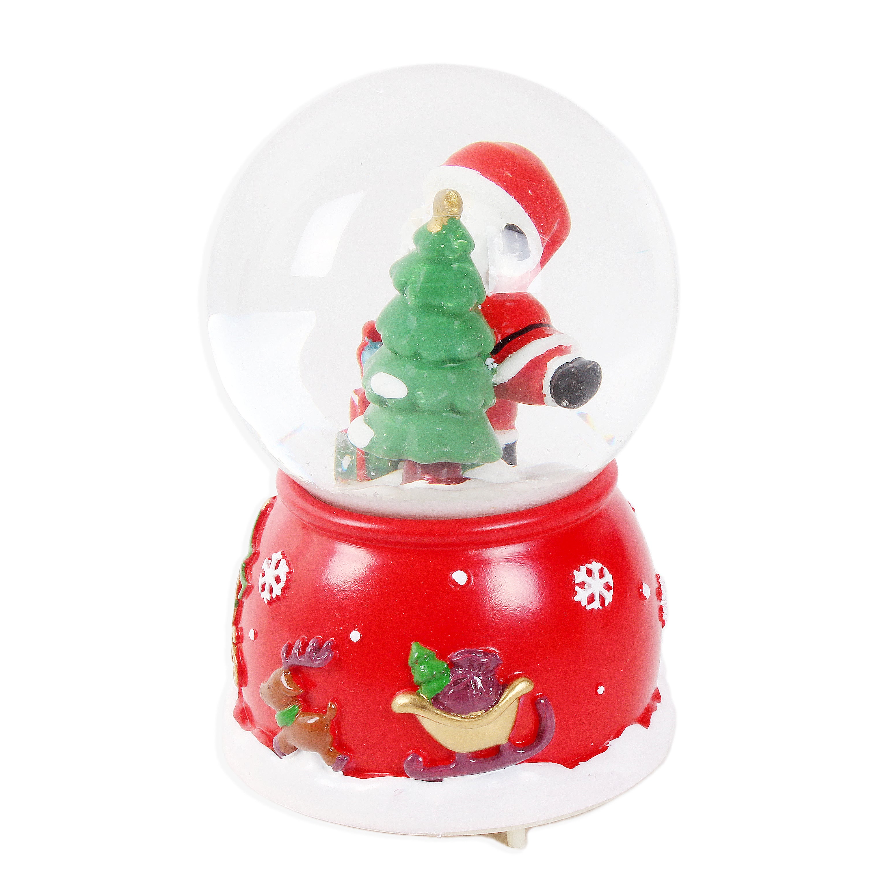 Christmas Musical Snow Globe Santa With Gift Box & Tree 5inch 1pc Box IB
