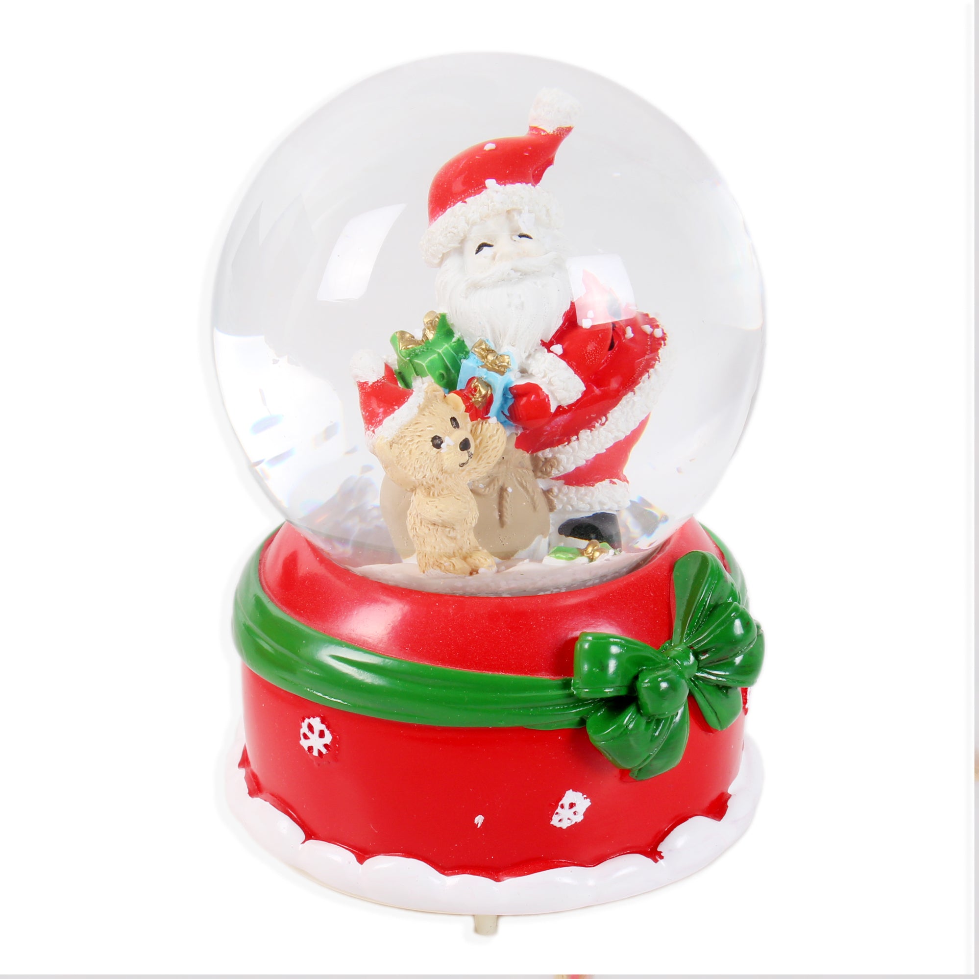 Christmas Musical Snow Globe Santa And Teddy 5inch 1pc Box IB