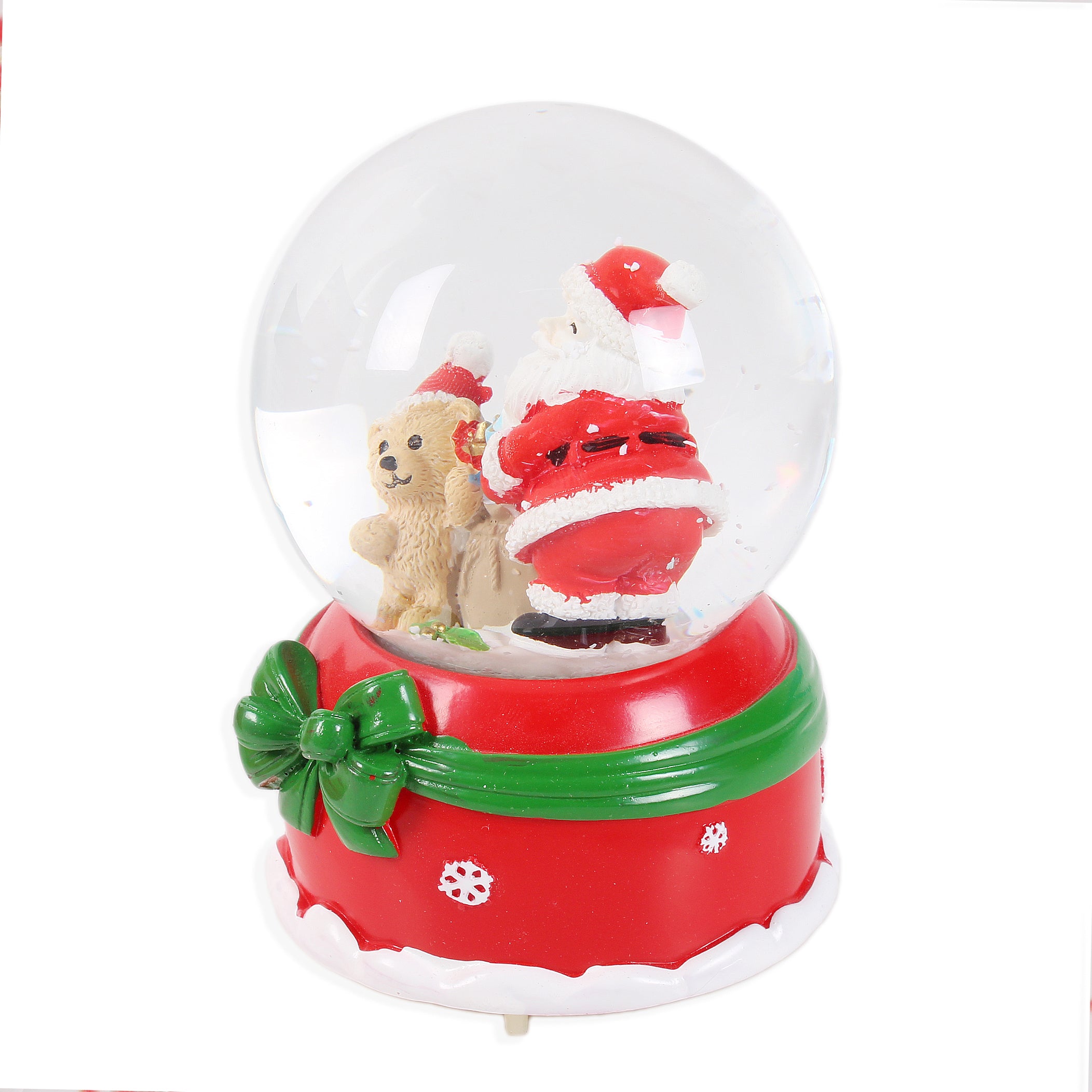 Christmas Musical Snow Globe Santa And Teddy 5inch 1pc Box IB