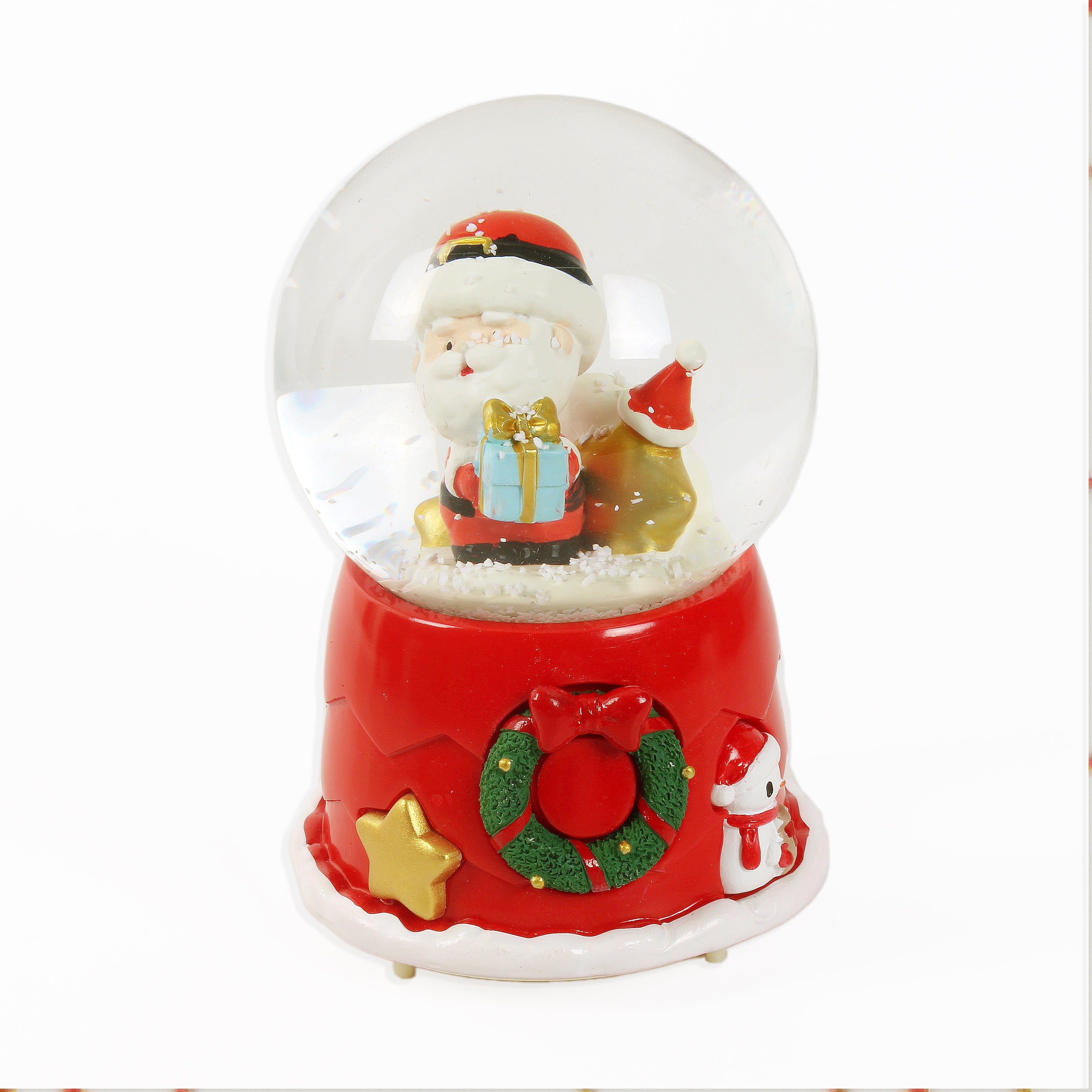 Christmas Musical Snow Globe Santa With Gift Box And Star 5inch 1pc Box IB