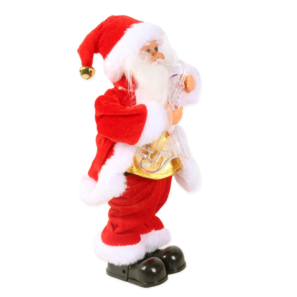 Christmas Toy Musical Moving Santa With Saxophone & Light 12inch 1pc Box IB