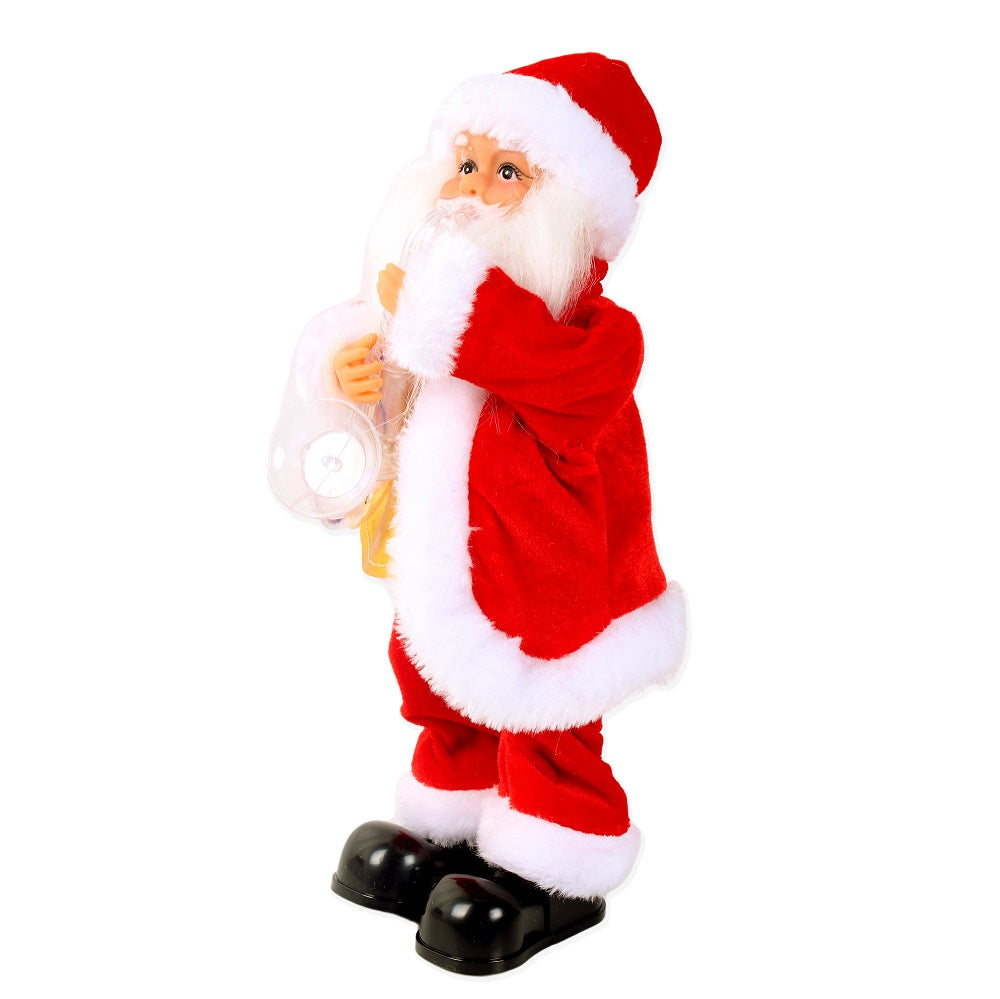 Christmas Toy Musical Moving Santa With Saxophone & Light 12inch 1pc Box IB