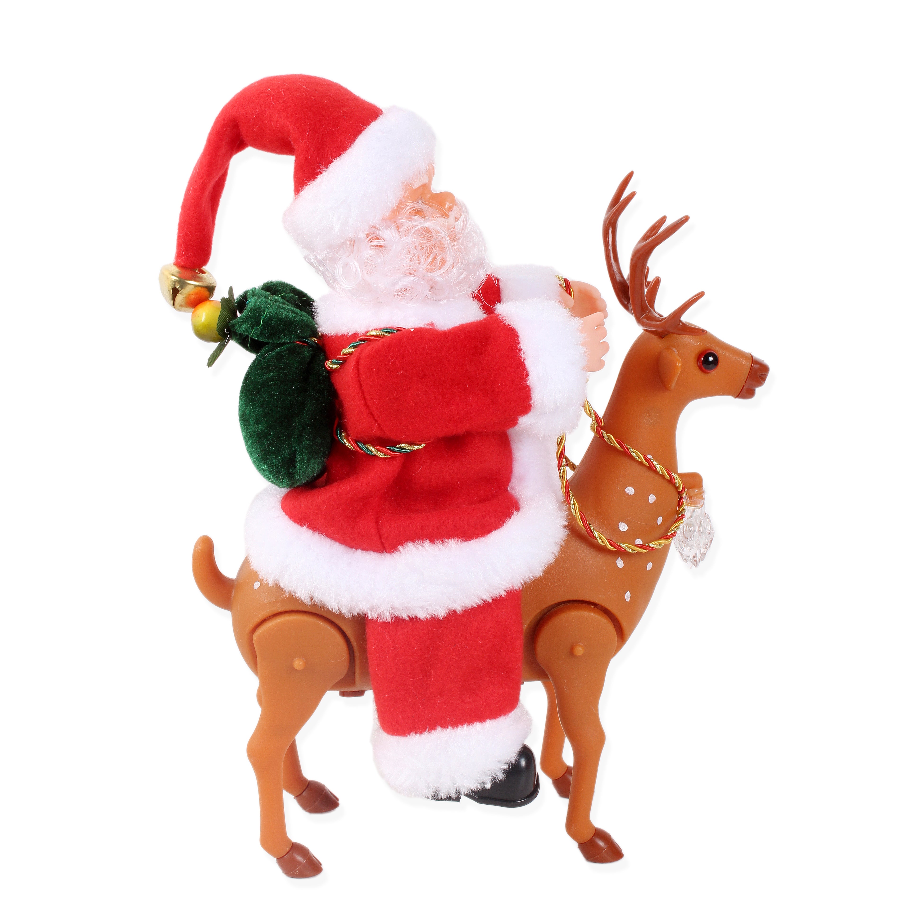 Christmas Toy Musical Santa Riding On The Deer 11inch 1pc Box IB