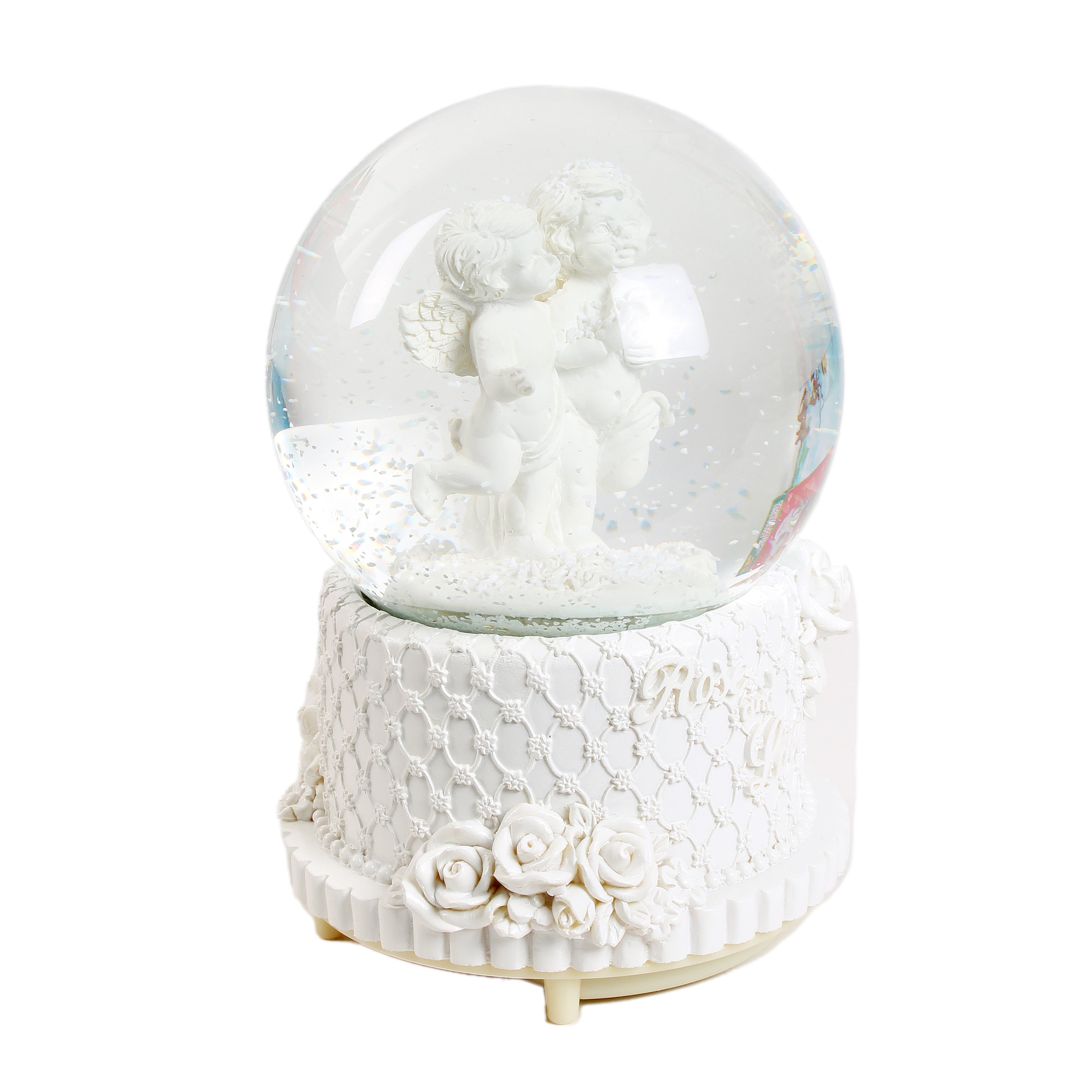 Christmas Snow Globe Angel Cupid with Music & Lights 6.5inch 1pc Box IB