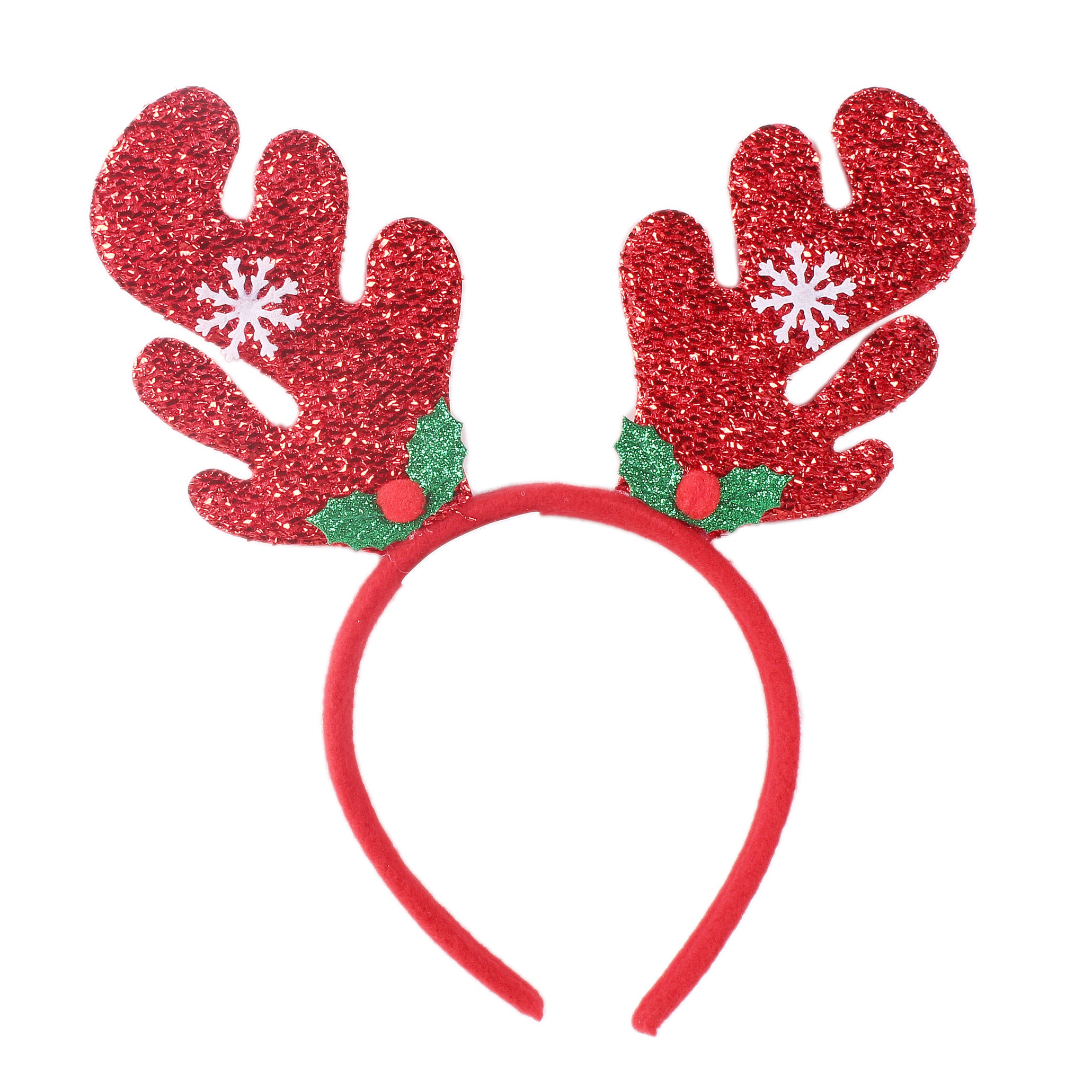 Christmas Hairband Reindeer Tinsel With Snow Flake Assorted Colour 1pc IB