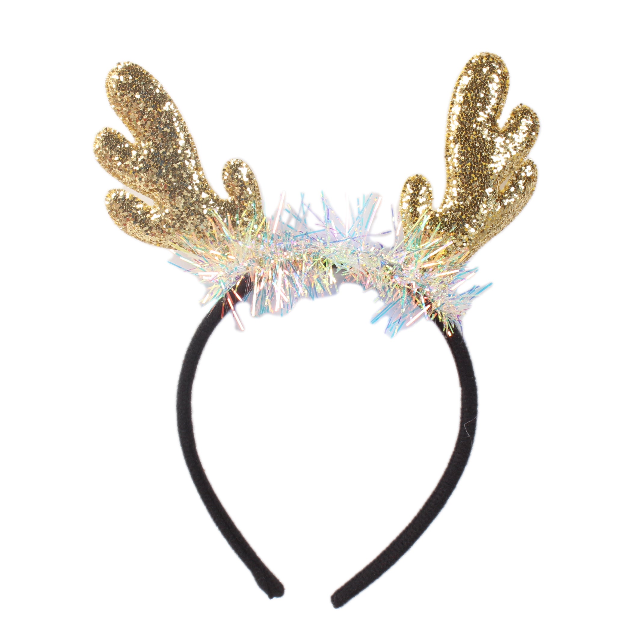Christmas Hairband Reindeer Glitter With Tinsel Assorted Colour 1pc IB