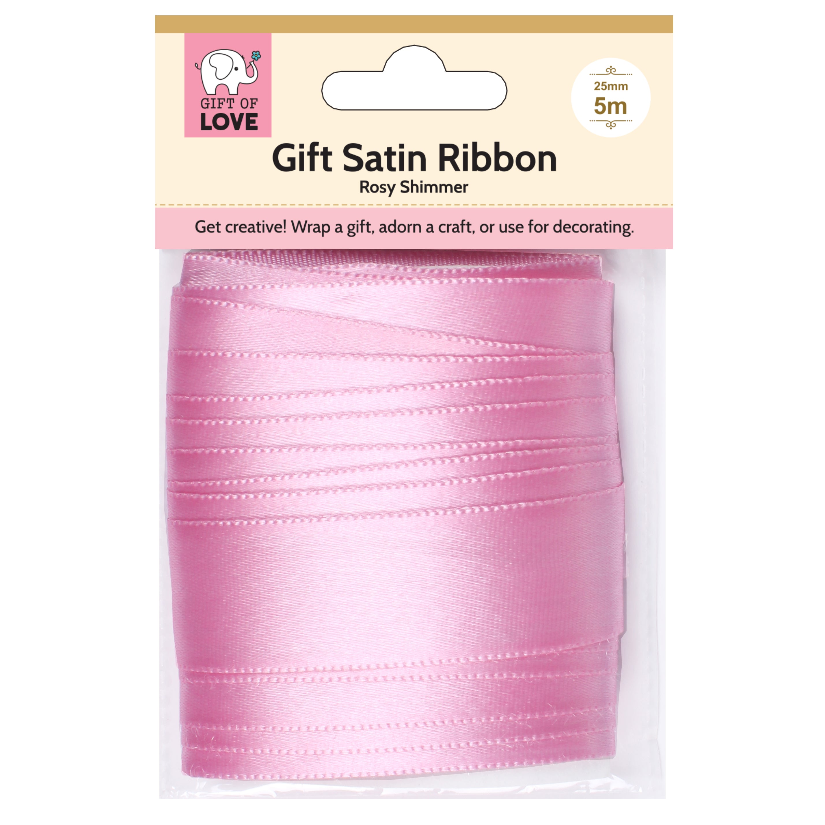 Gift Satin Ribbon 25Mm Rosy Shimmer 5Mtr Gol