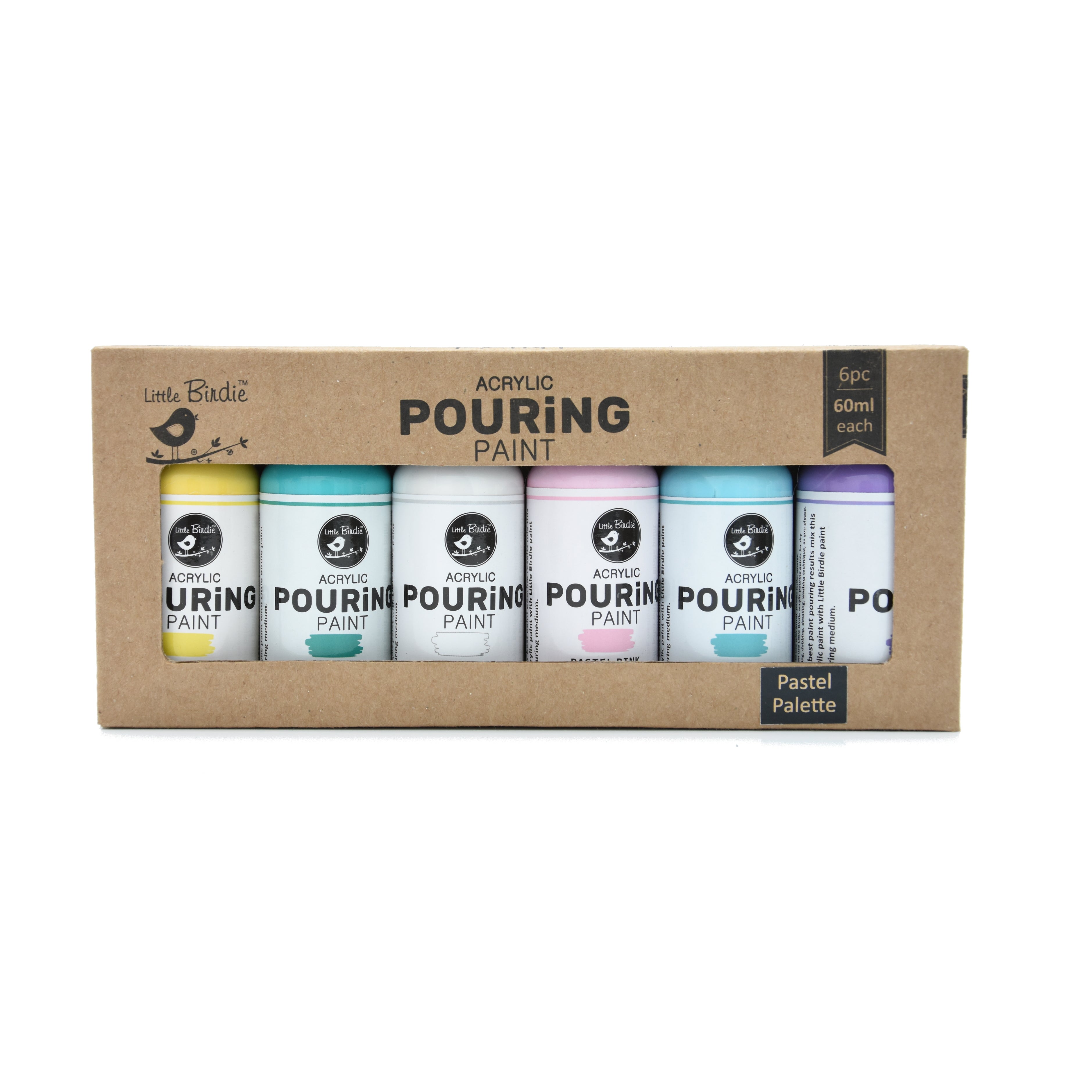Acrylic Pouring Paint Kit Pastel Palette 6Pcs X 60Ml Lb
