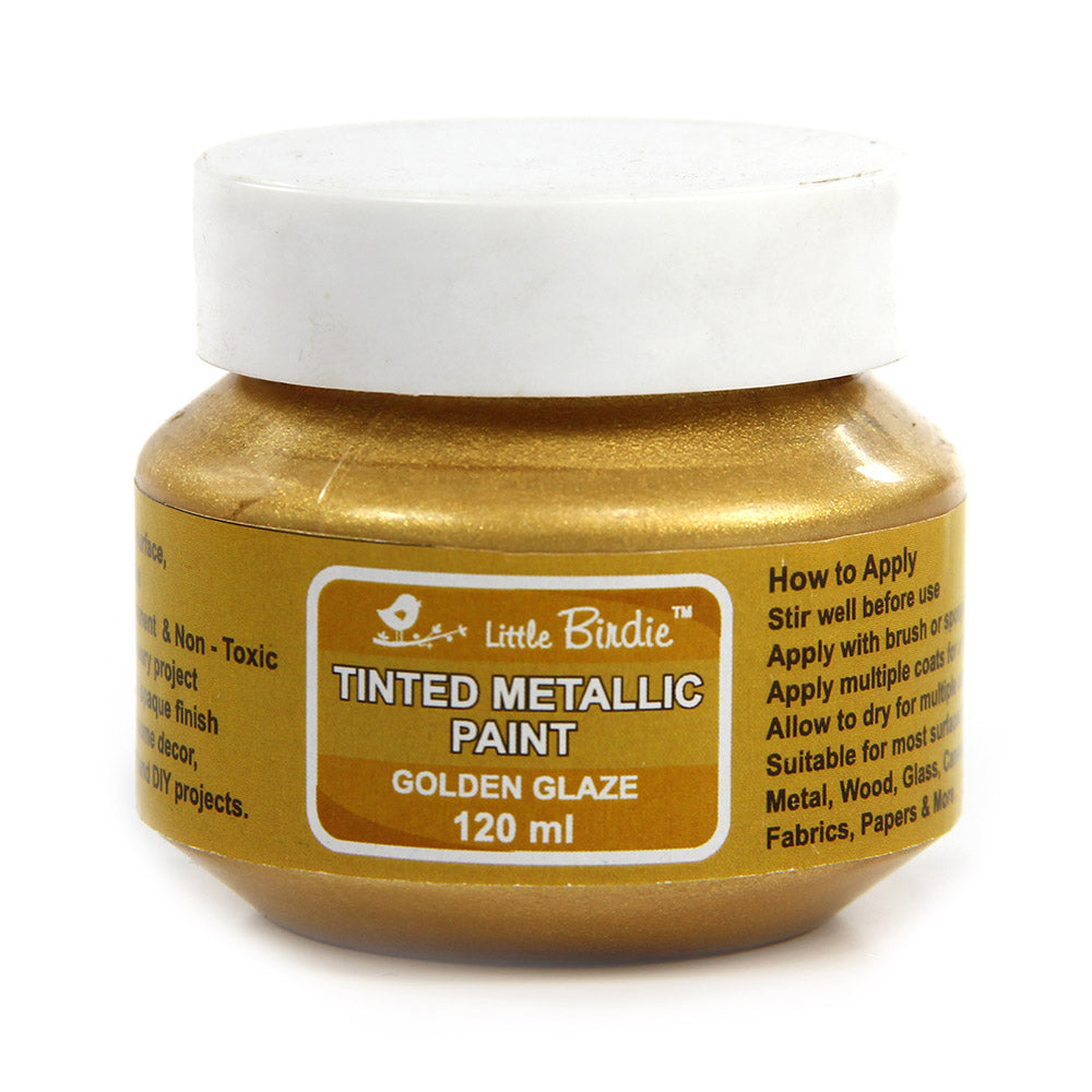 Little Birdie Tinted Metallic Paint 120ml -Golden Glaze