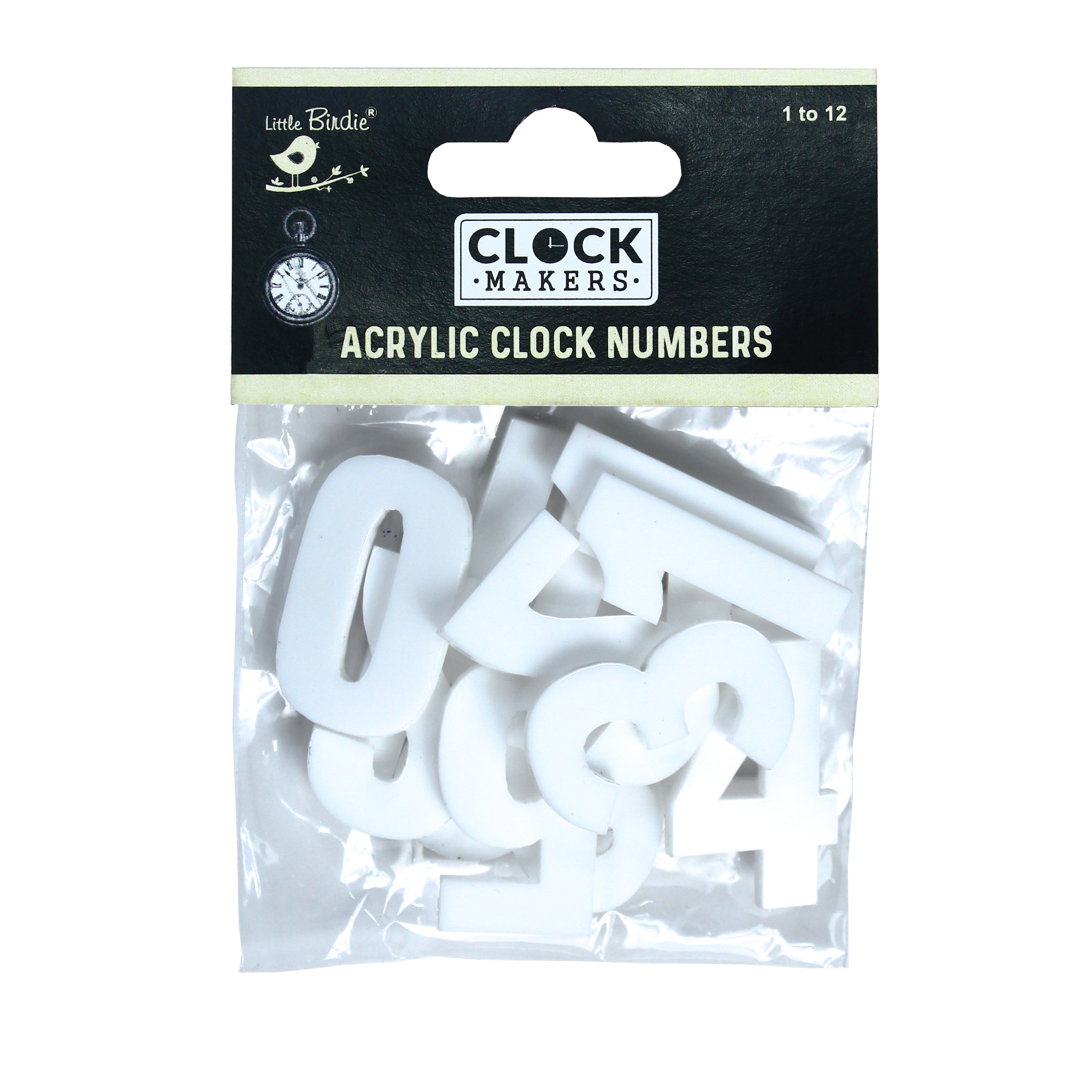 Clock Numbers Acrylic White 1.25Inch 2.7Mm Thick 15Pc Pbhc Lb