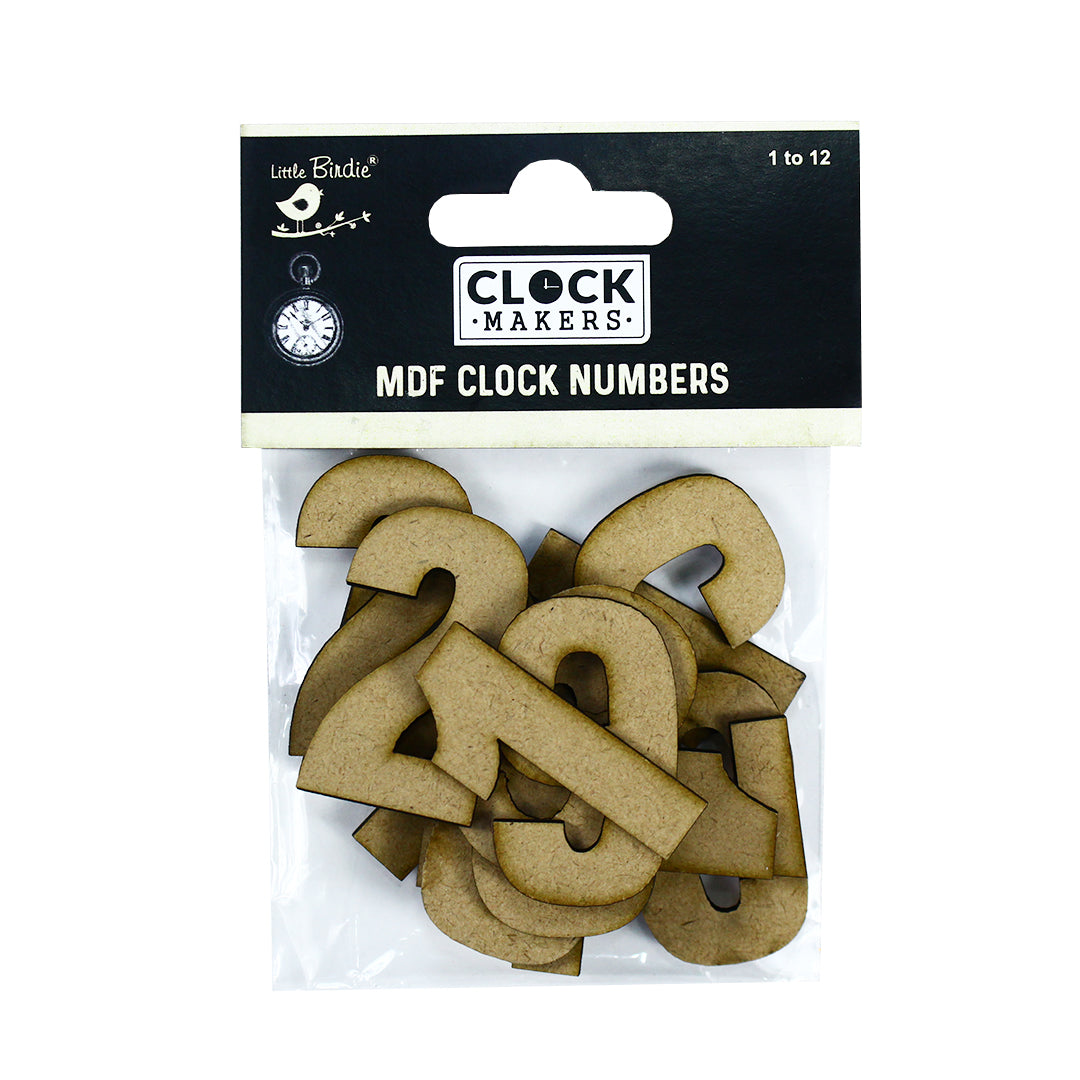 Clock Numbers Mdf 1.25inch 1.9mm Thick 15pc