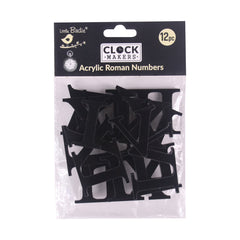 Clock Acrylic Roman Numbers Black 1inch 2.7mm Thick 12pc