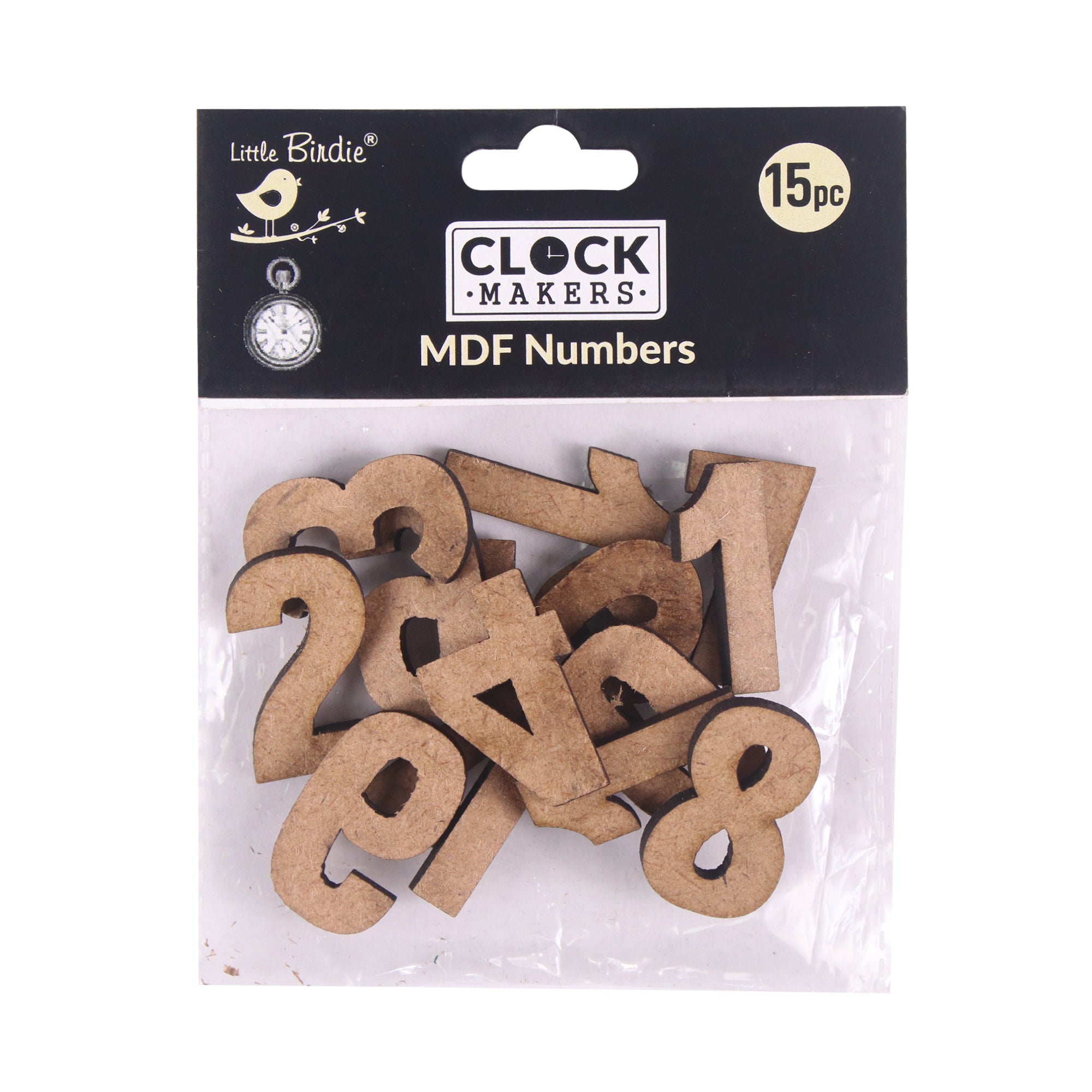 Clock Mdf Numbers 1inch 1.9mm Thick 15pc