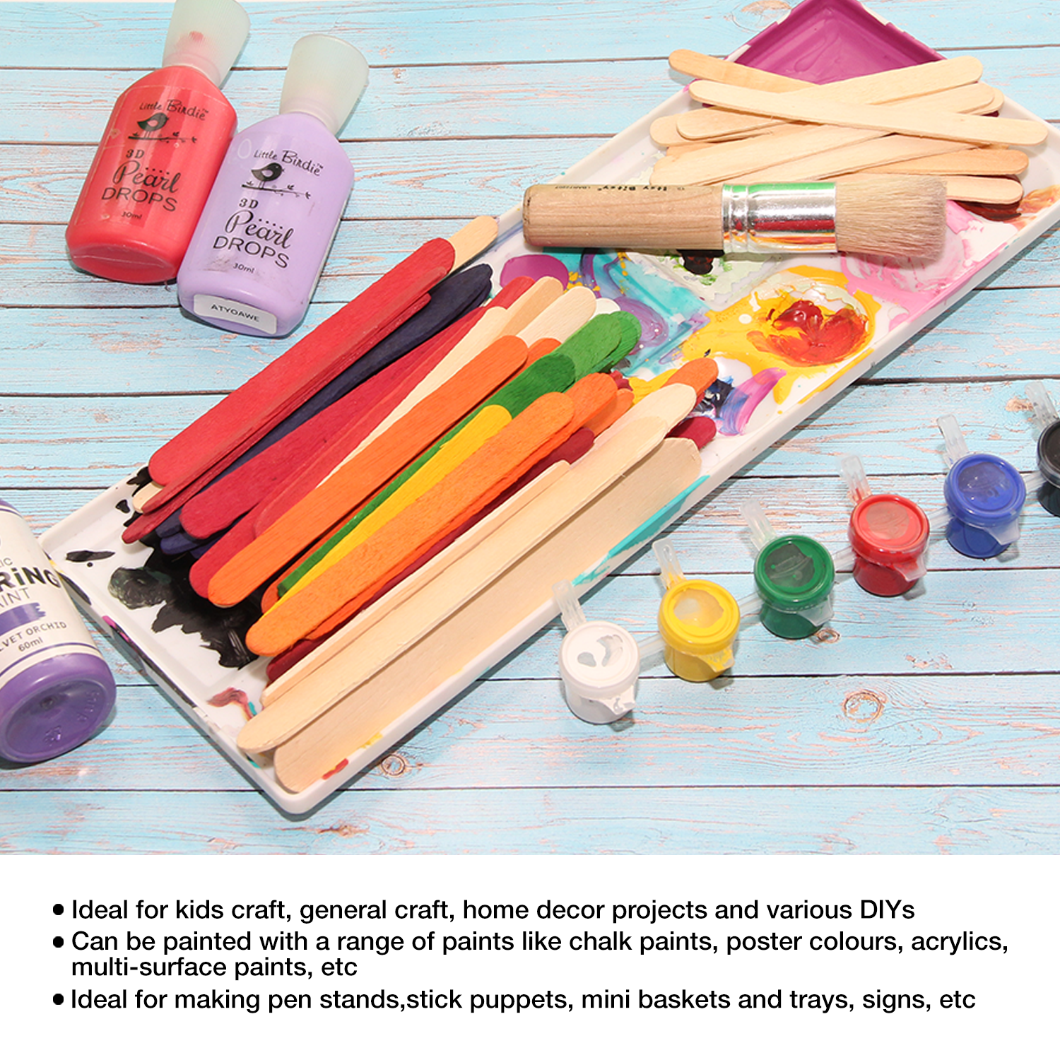 Ice Cream Sticks Assorted Size & Coloured - 300Grm