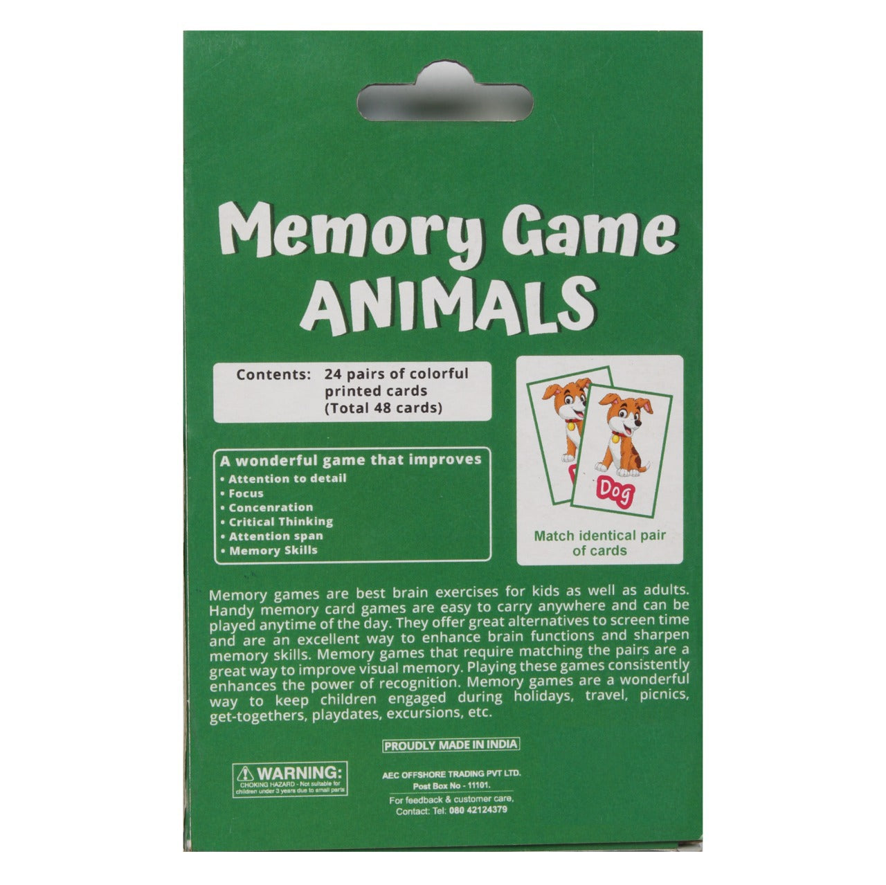 Memory Game Animals Kit 1Box Lb