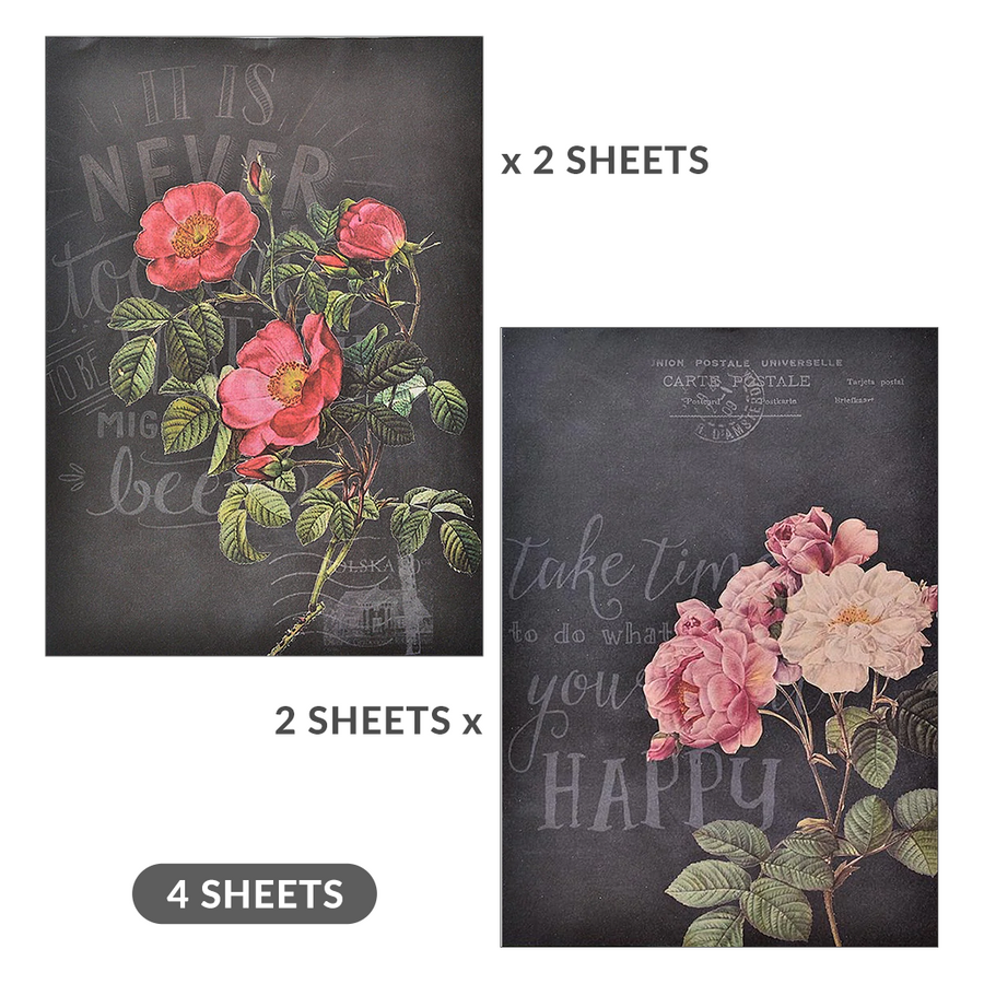 Decoupage Paper A4 Pretty Primrose/ Be Happy 4 Sheets Lb Itsy Bitsy