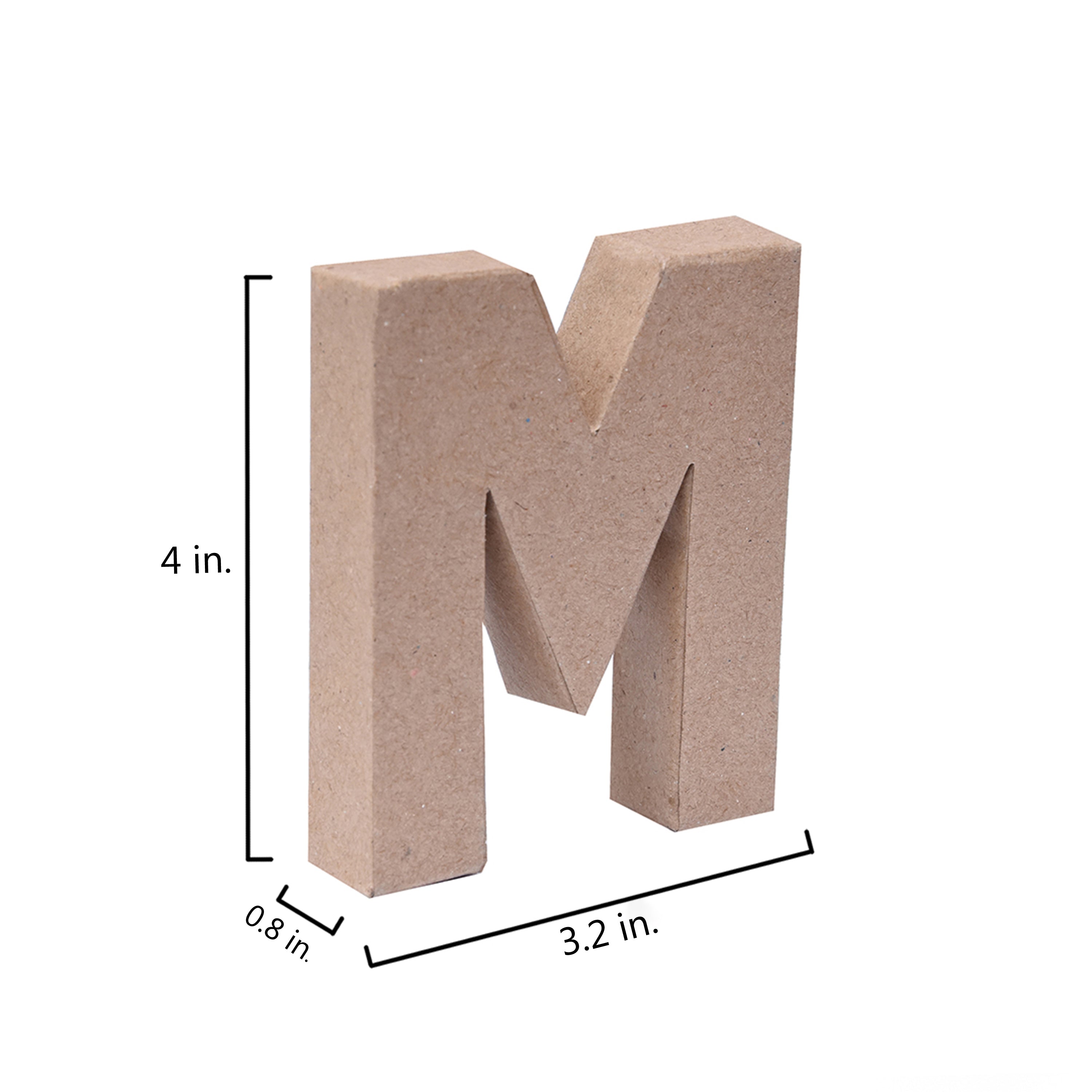 Paper Mache Alphabet M Approx 3.2 X 4 X 0.78Inch 1Pc Lb