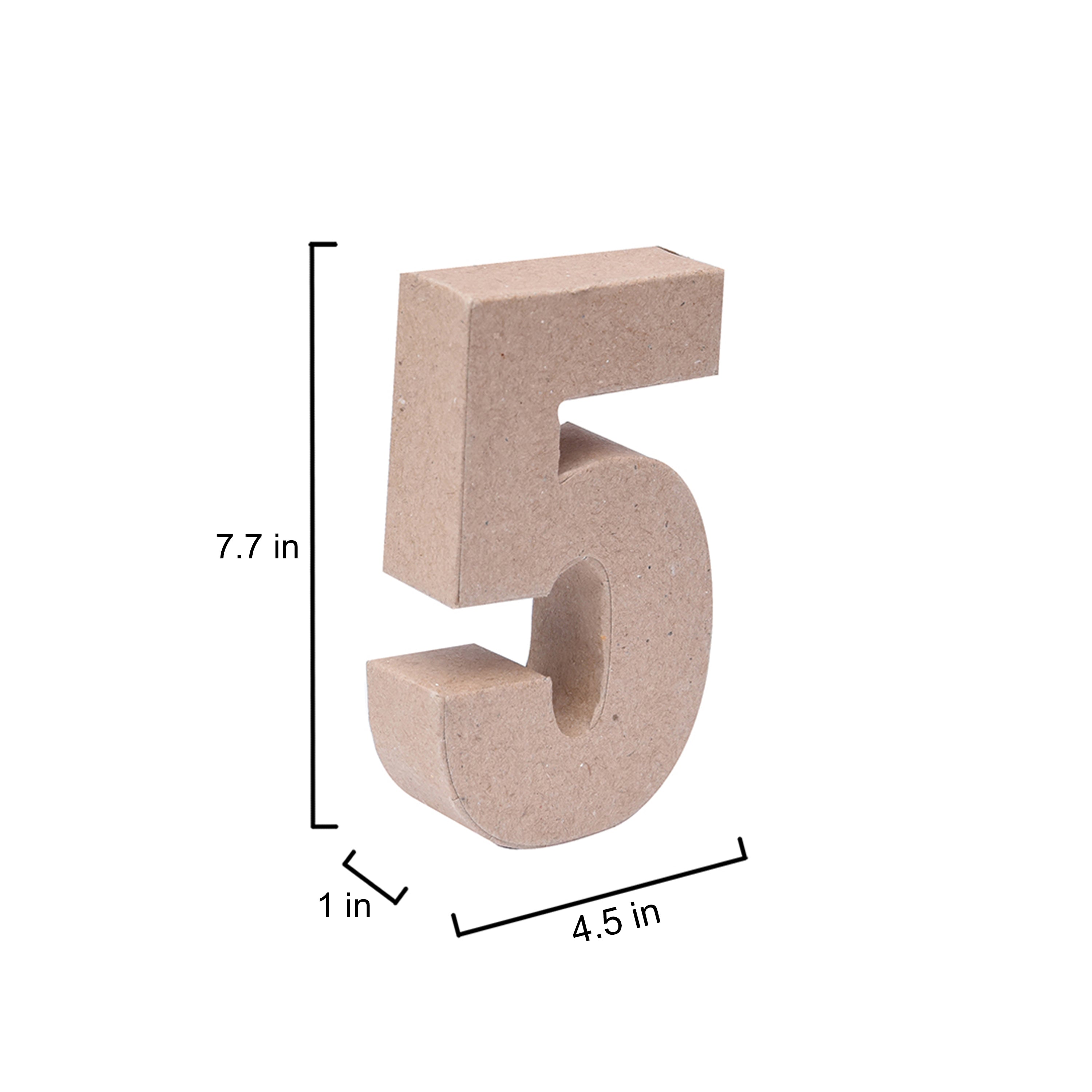 Paper Mache Number 5 Approx 5.7 X 7.7 X 1.14Inch 1Pc Lb
