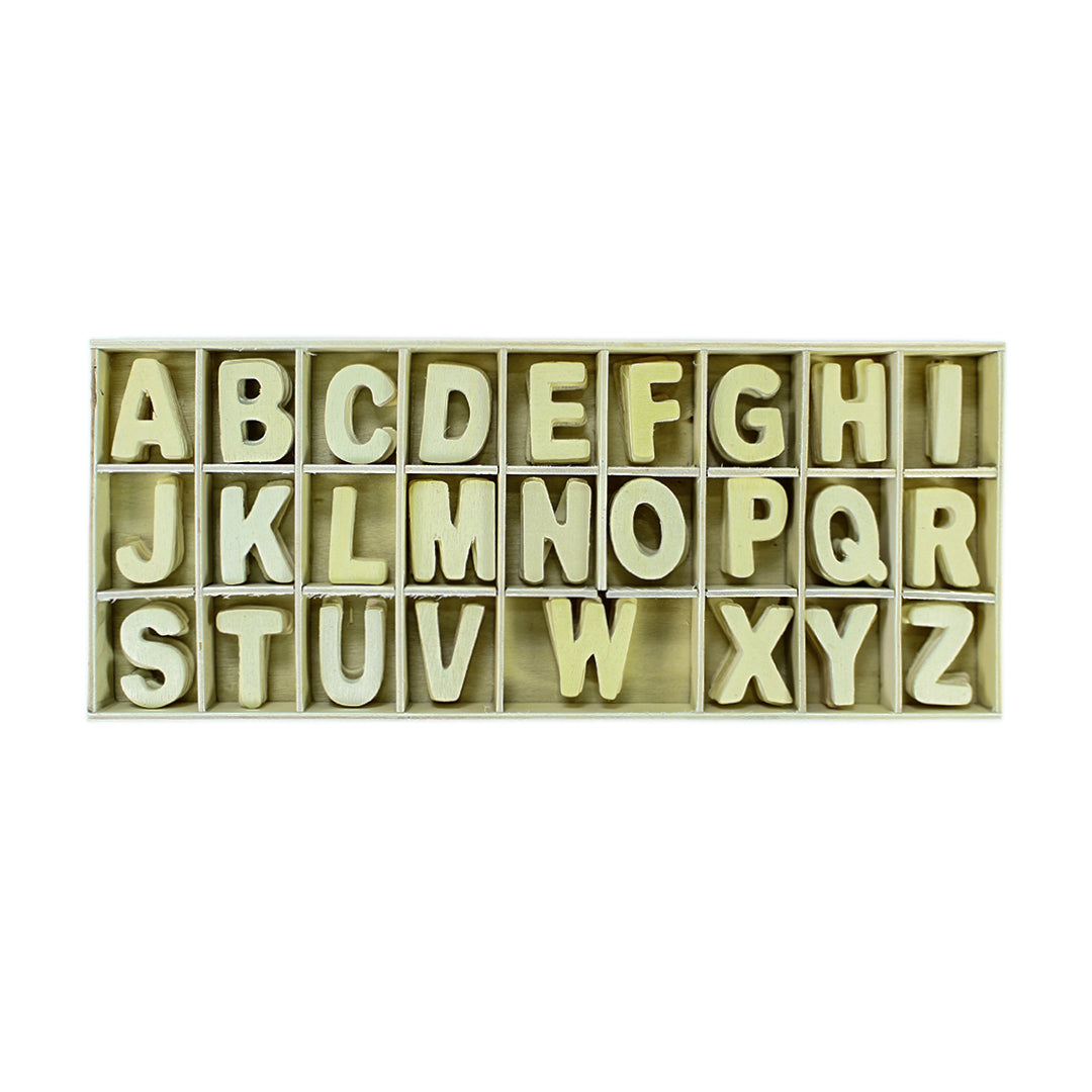 Wooden Alphabets Plain - 1inch, Each Letter 5pc