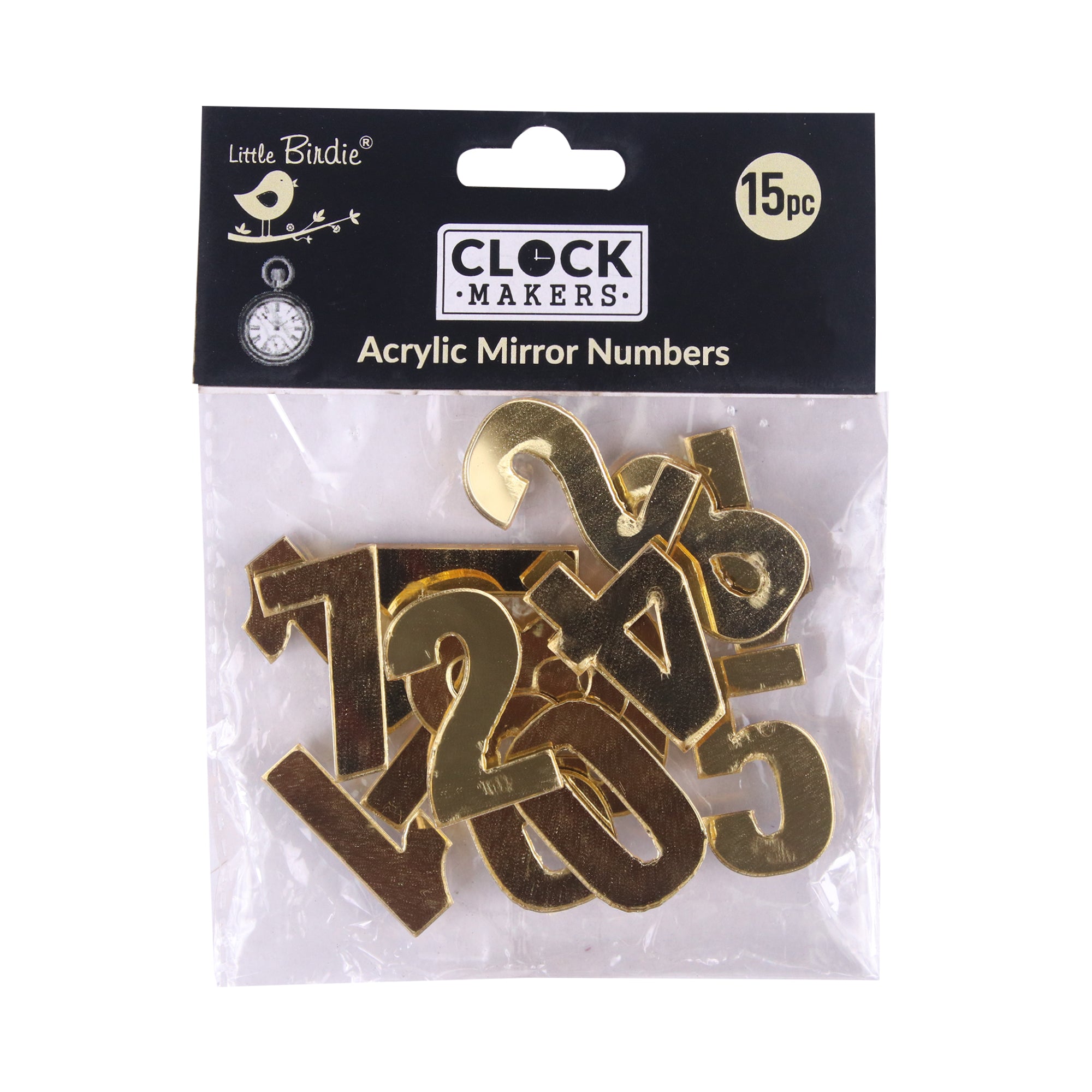 Clock Mirror Acrylic Numbers Gold 1Inch 2.7Mm Thick 15Pc Pbhc Lb