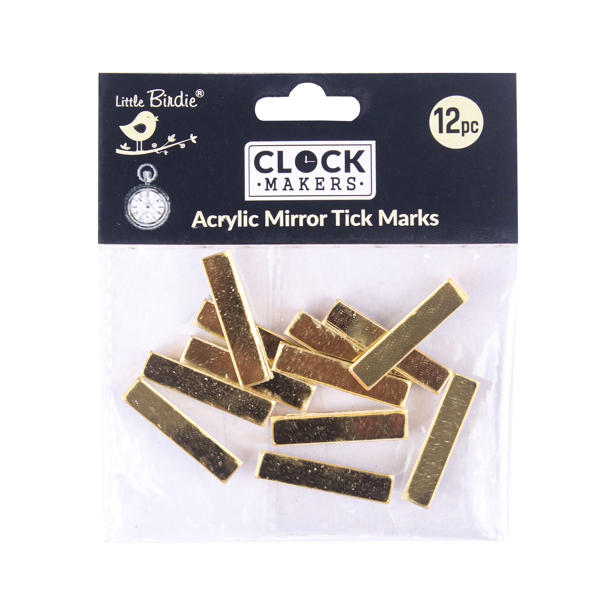 Clock Mirror Acrylic Tick Marks Gold 1Inch 2.7Mm Thick 12Pc Pbhc Lb