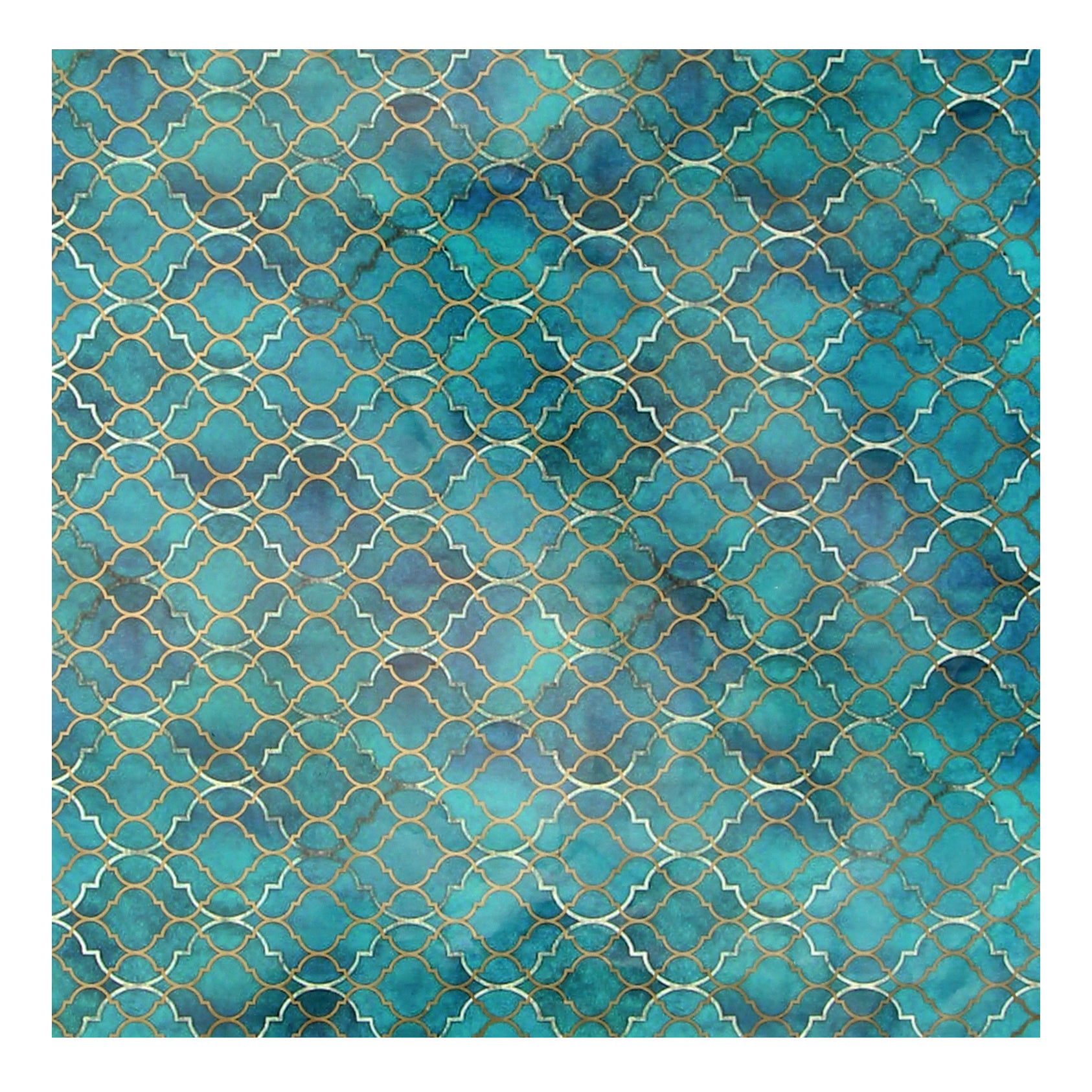 Gift Wraps Moroccan Double Trellis Aqua Shimmer 20 X 30Inch 1Sheet Gol