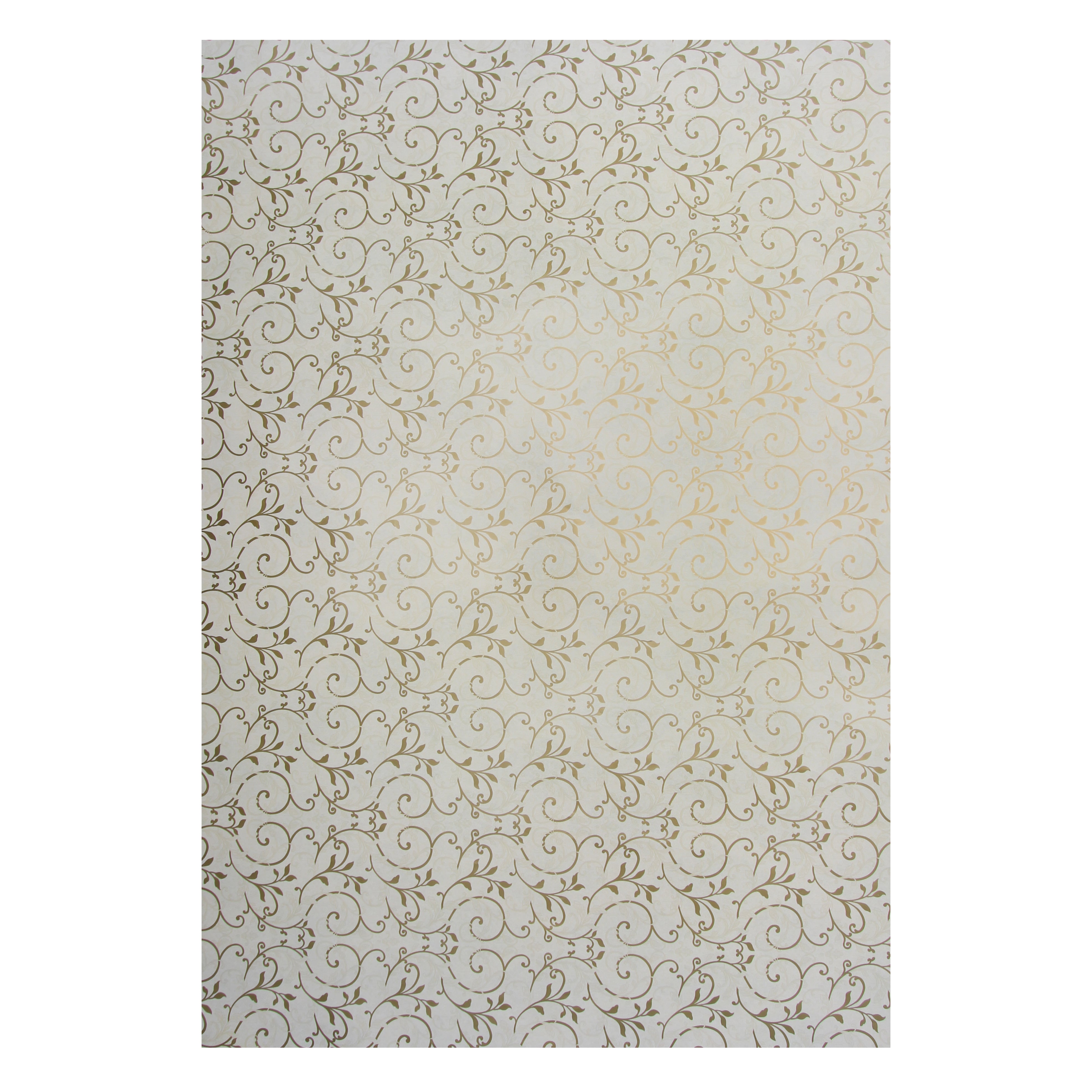 Gift Wraps Floral Swirl Ivory Shimmer 20 X 30Inch 1Sheet Gol