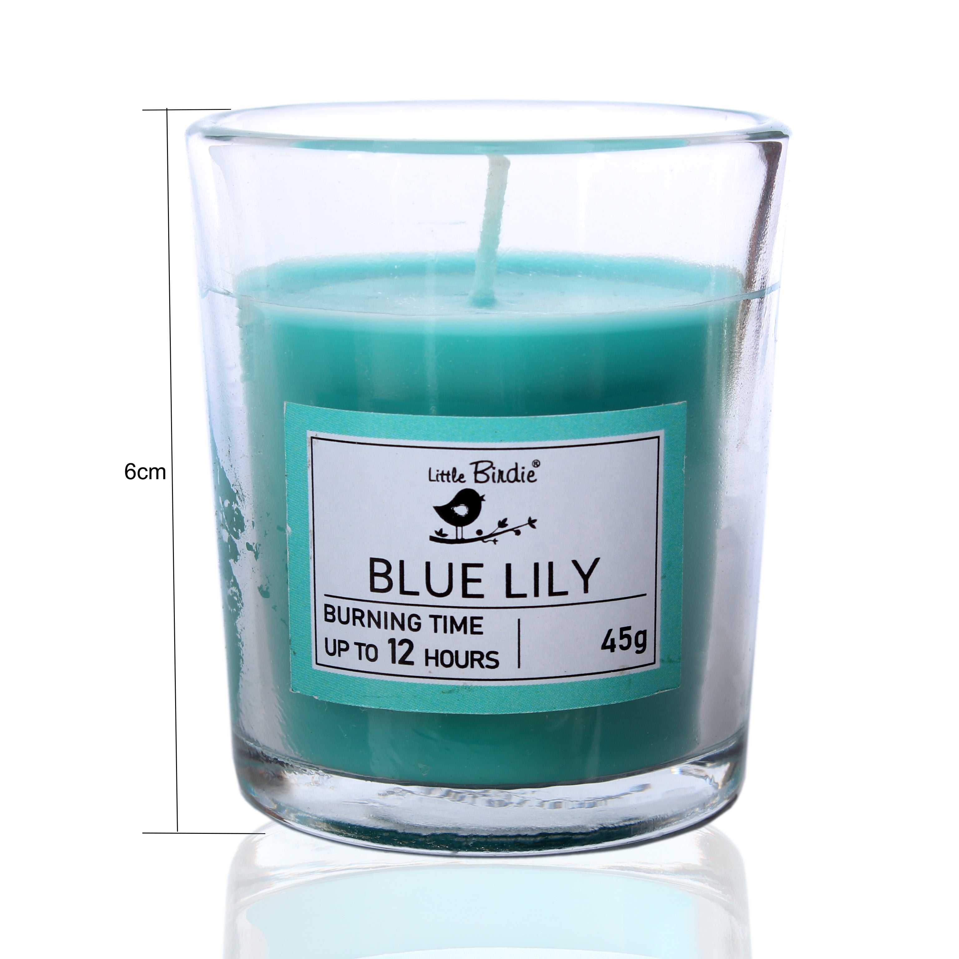 Scented Wax Glass Candle Blue Lily (10 To 12 Hr Burning Time) 45Grm 1Pc Box Lb