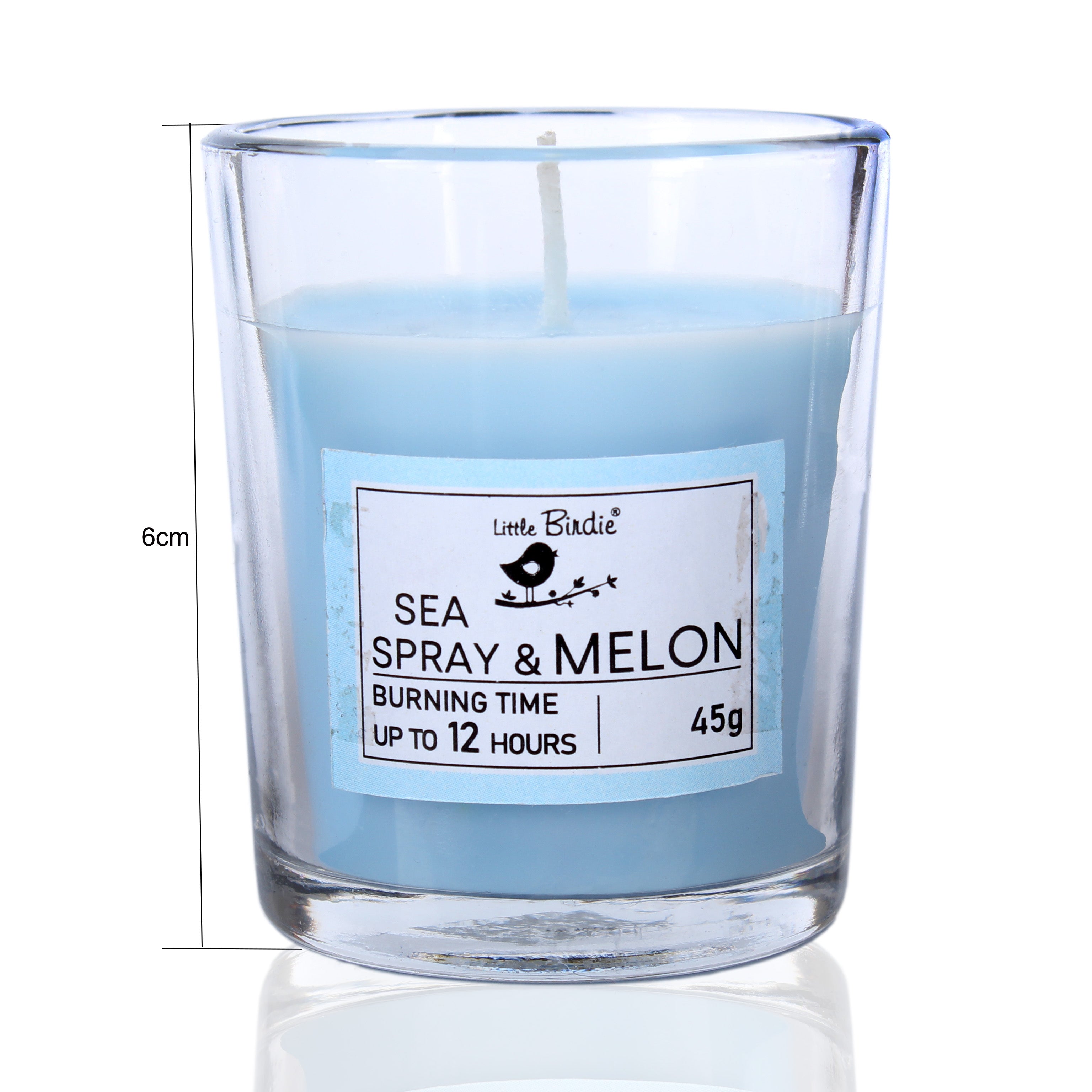 Scented Wax Glass Candle Sea Spray & Melon (10 To 12 Hr Burning Time) 45Grm 1Pc Box Lb