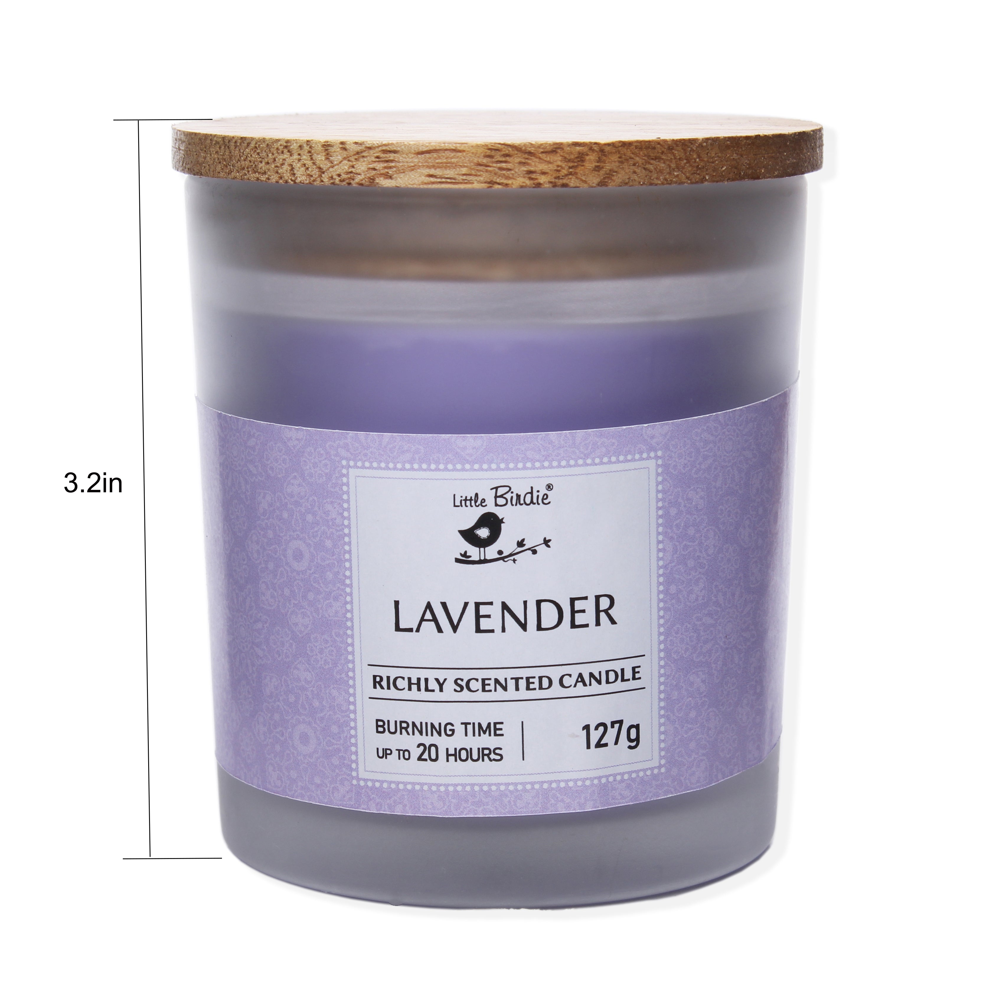 Scented Wax Glass Candle With Wooden Lid Lavender (18 To 20 Hr Burning Time) 127Grm 1Pc Lb