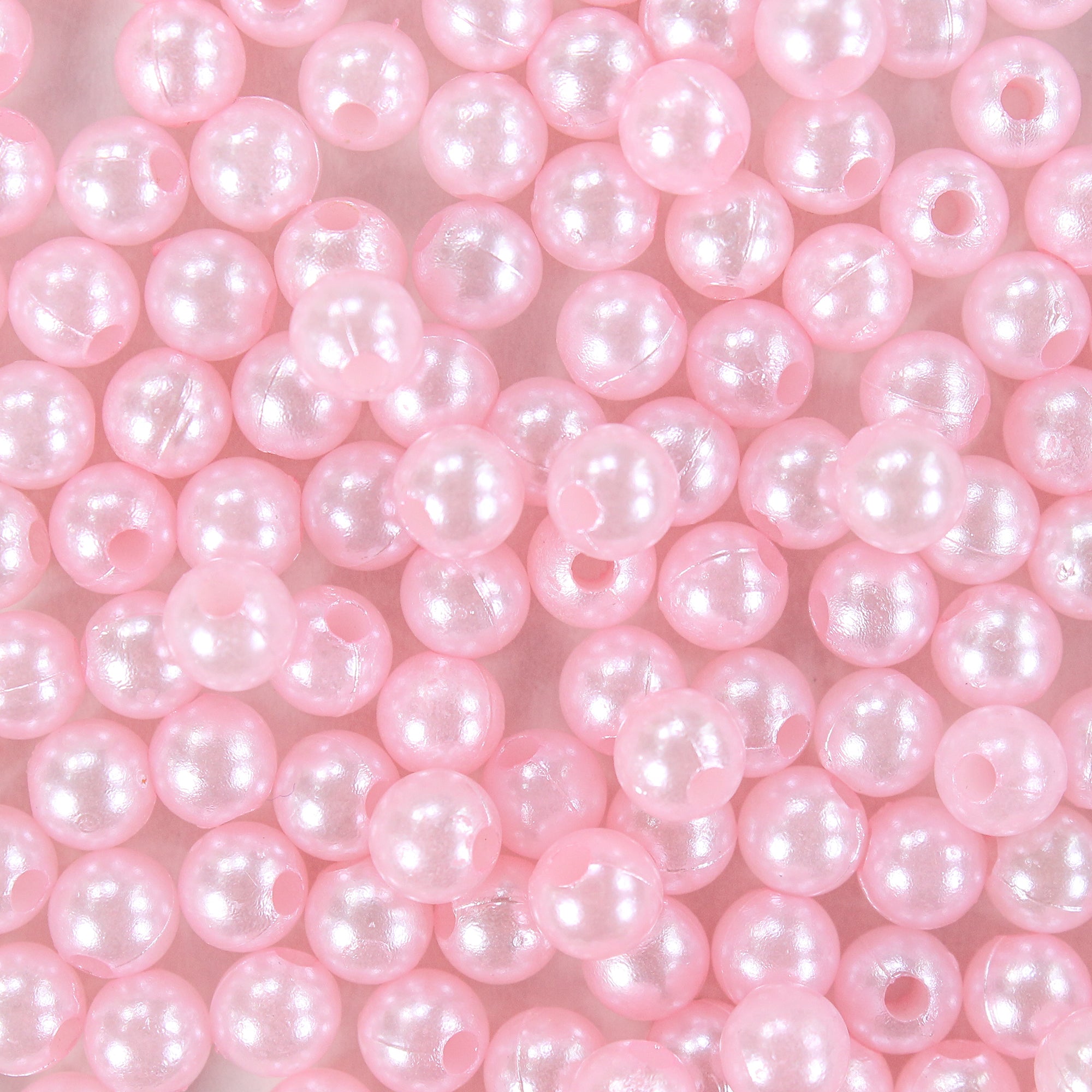Pearl Beads Plastic 6Mm Lt Pink 20G Ib