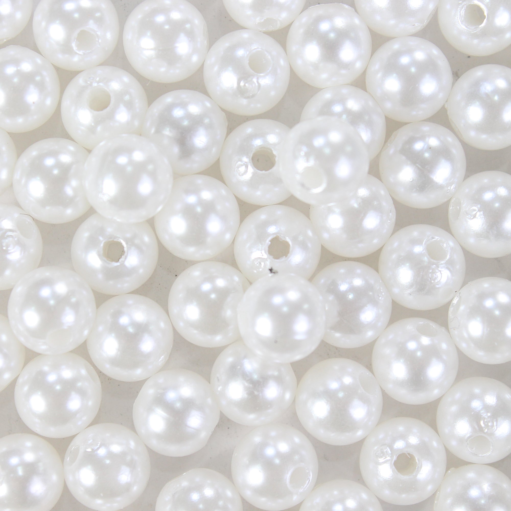 Pearl Beads Plastic 8mm White 20gm