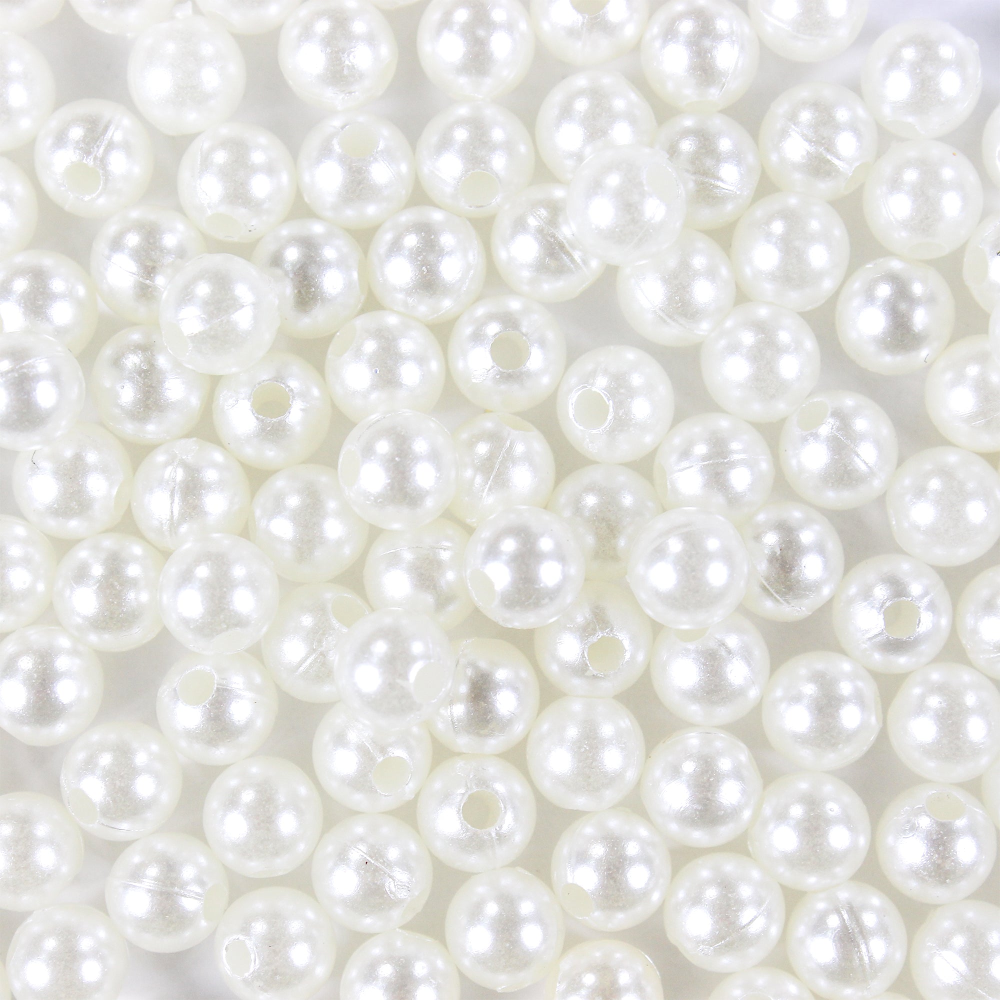 Pearl Beads Plastic 6mm Cream 20gm