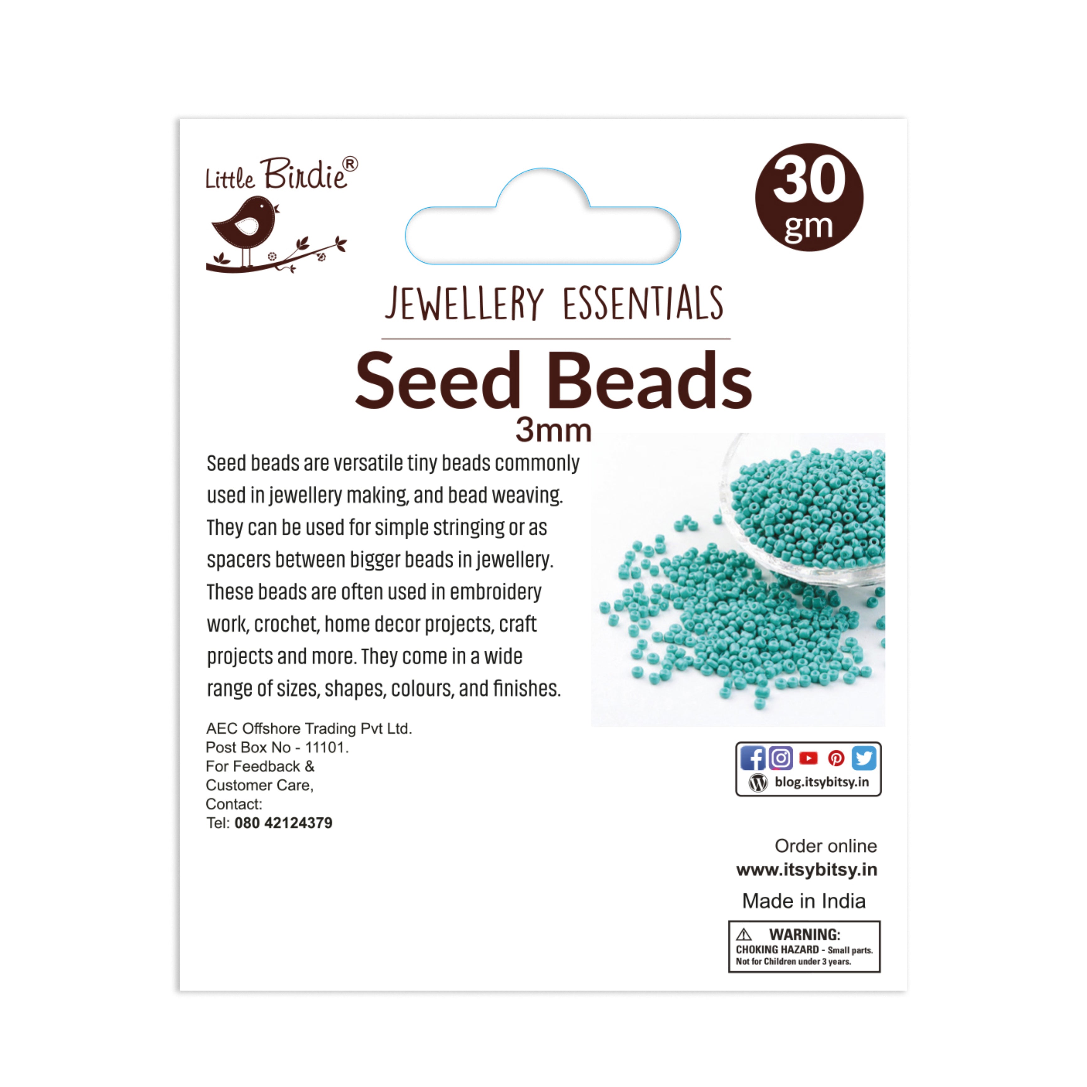 Seed Beads Grey 3Mm 30Gm