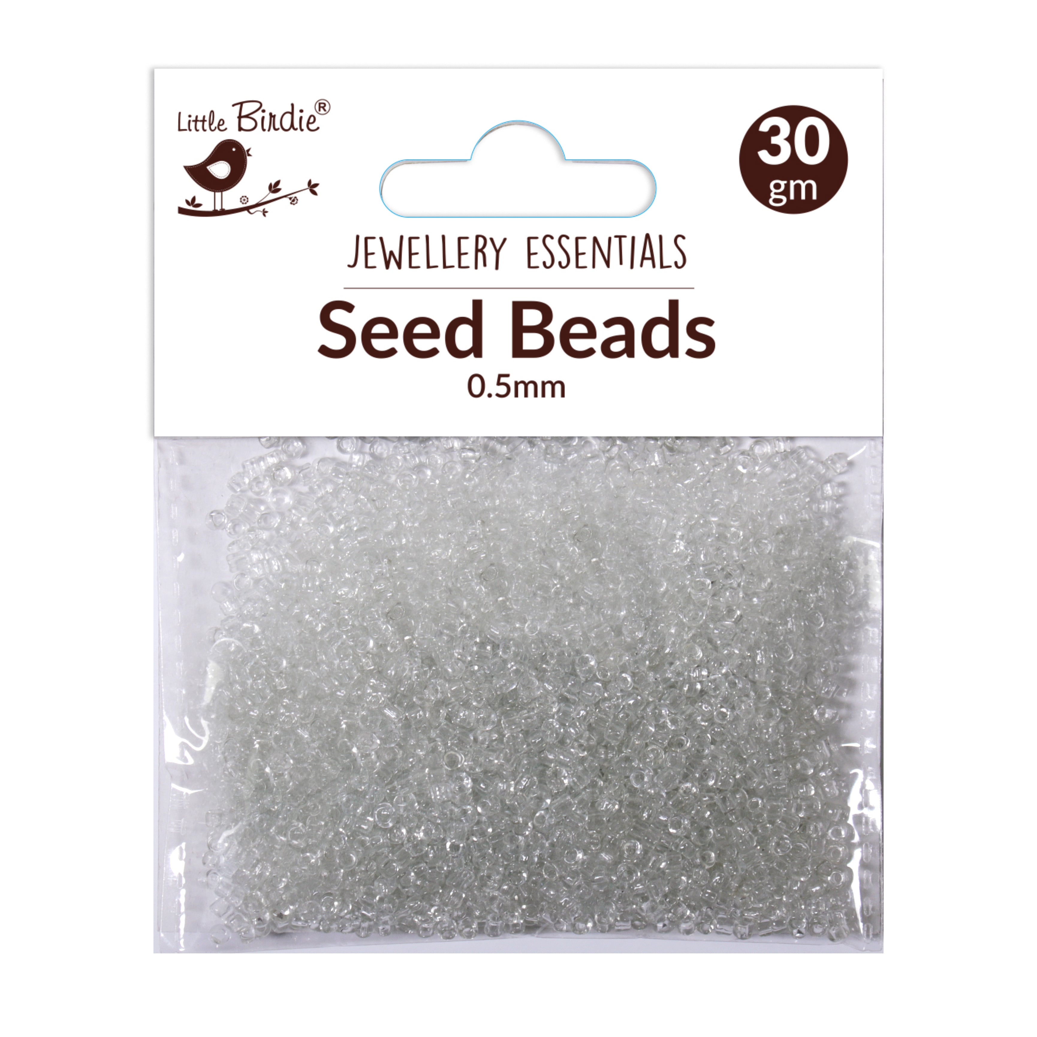 Seed Beads Transparent White 0.5Mm 30Gm