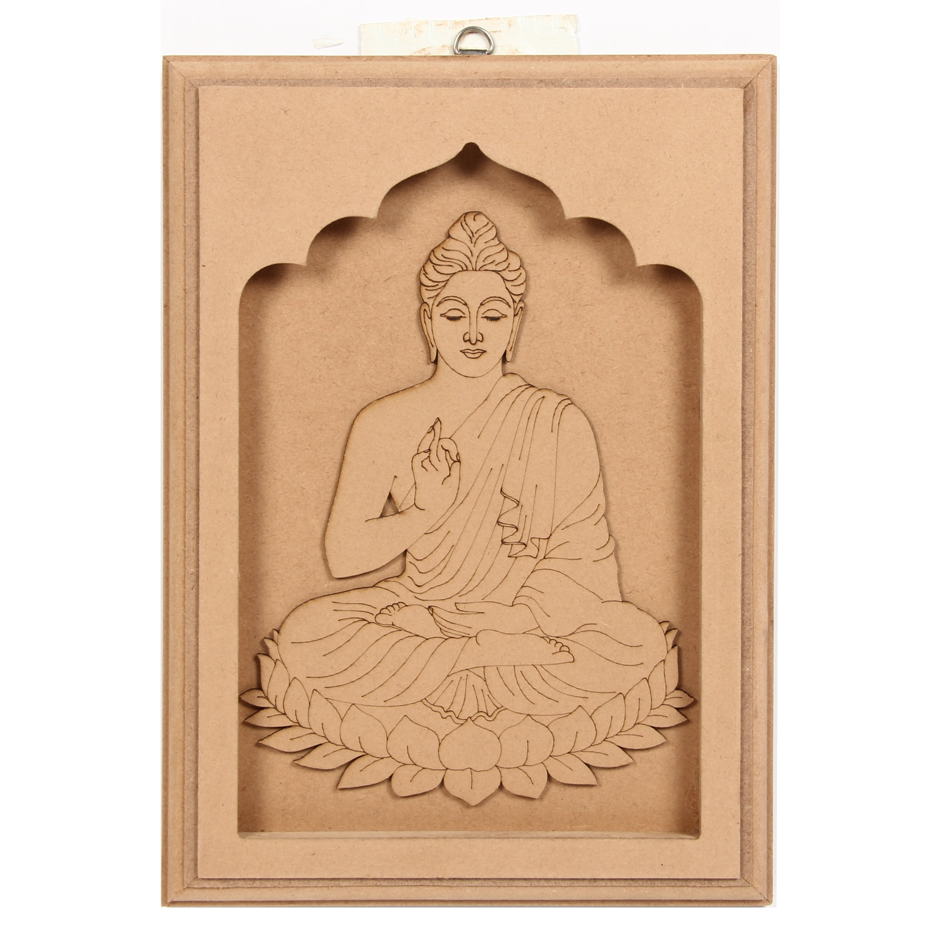 Mdf Pre Marked Buddha With D Ring Hanging Hook 12 X 8.5Inch 1Pc Lb