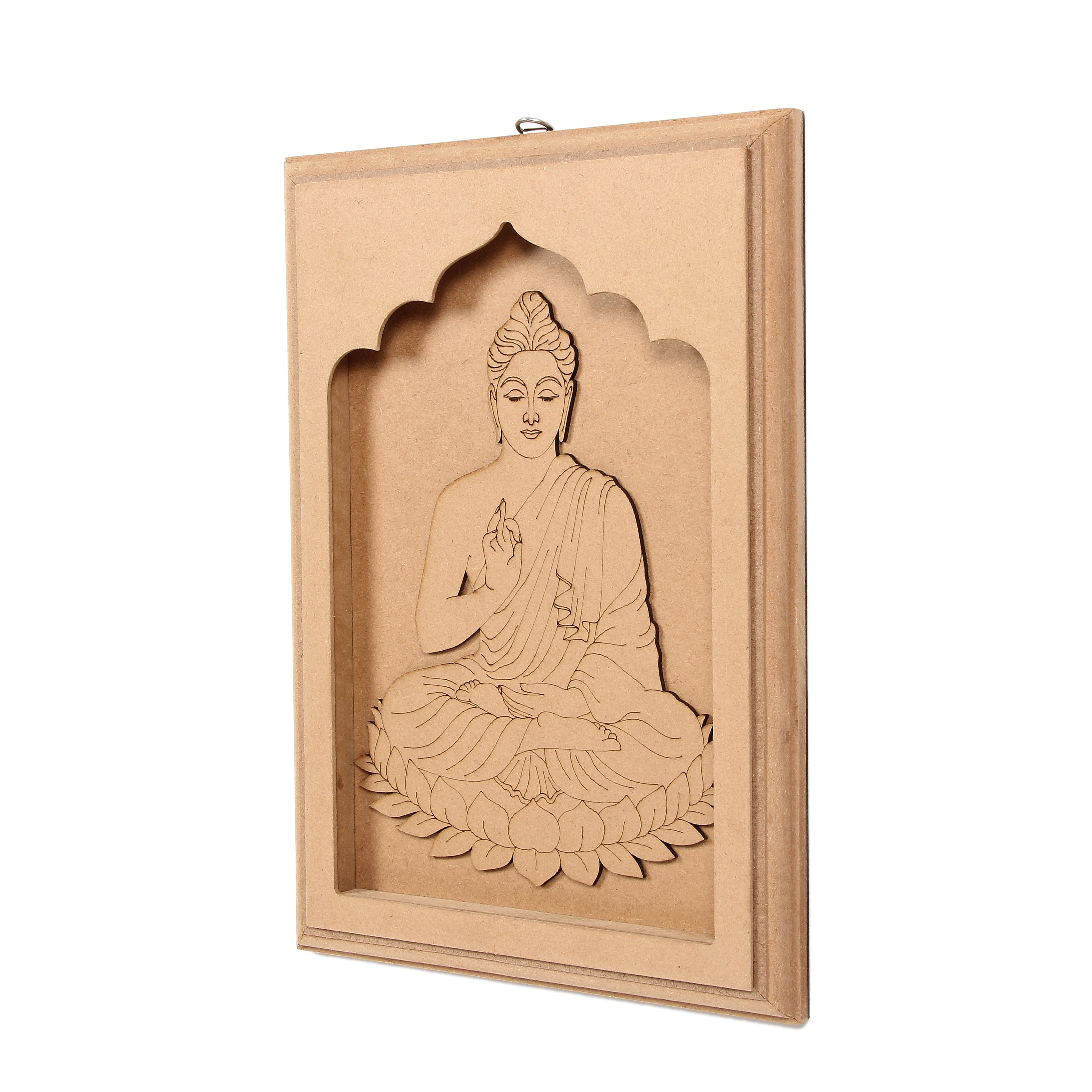 Mdf Pre Marked Buddha With D Ring Hanging Hook 12 X 8.5Inch 1Pc