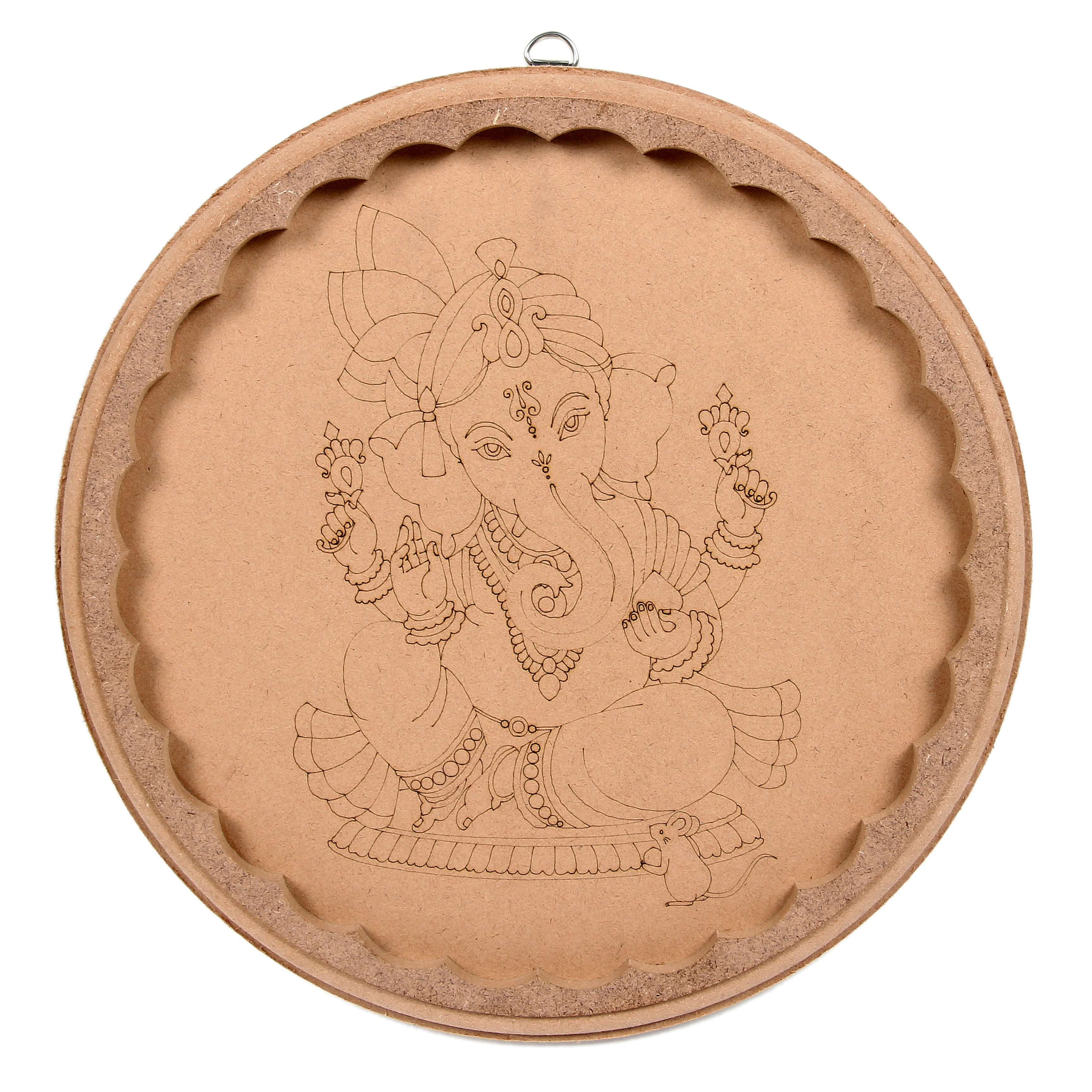 Mdf Pre Marked Charming Ganesha With D Ring Hanging Hook 10Inch Dia 1Pc Lb