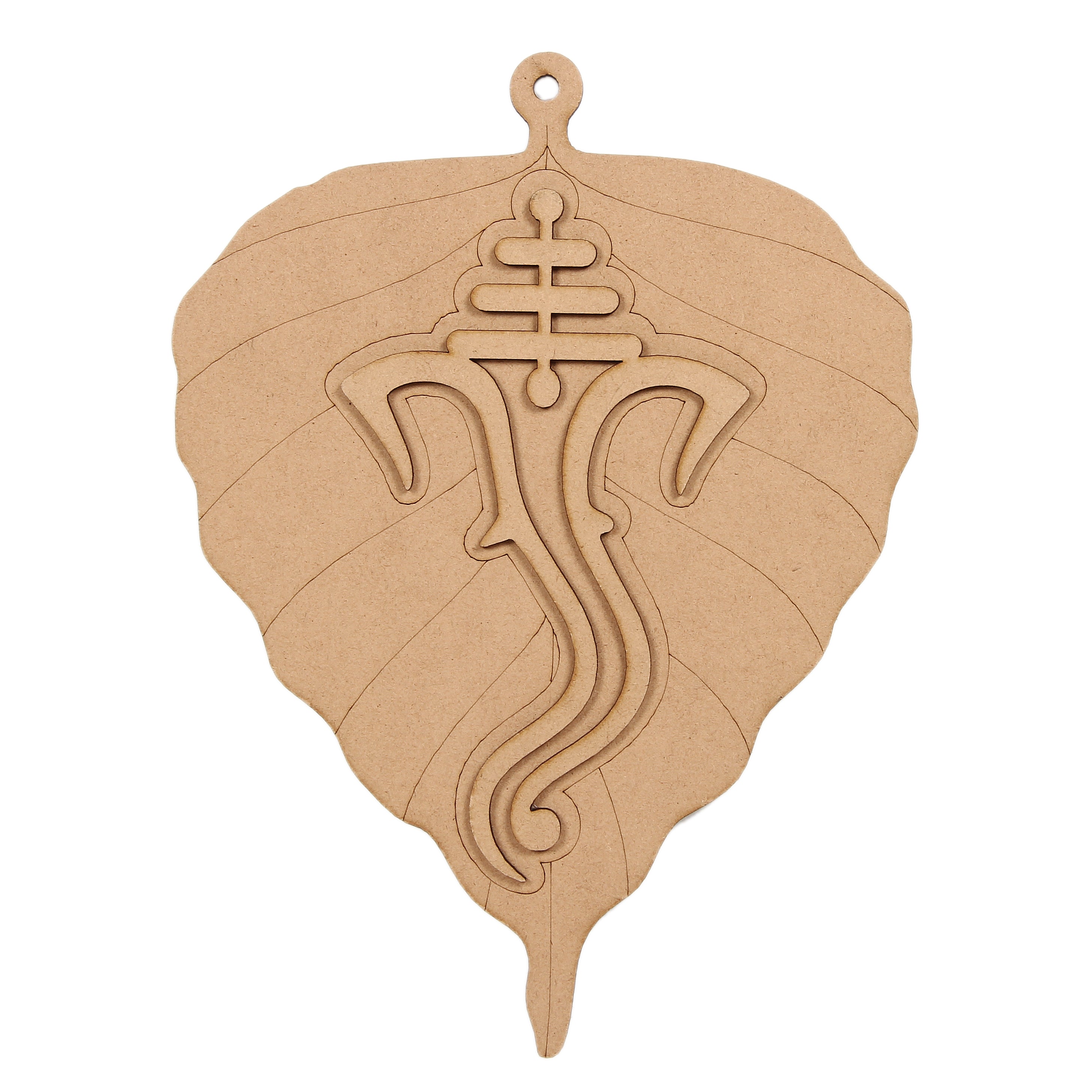 Mdf Pre Marked Ganesha On Leaf With Hanging Hole Approx 6 X 8Inch 1Pc Lb