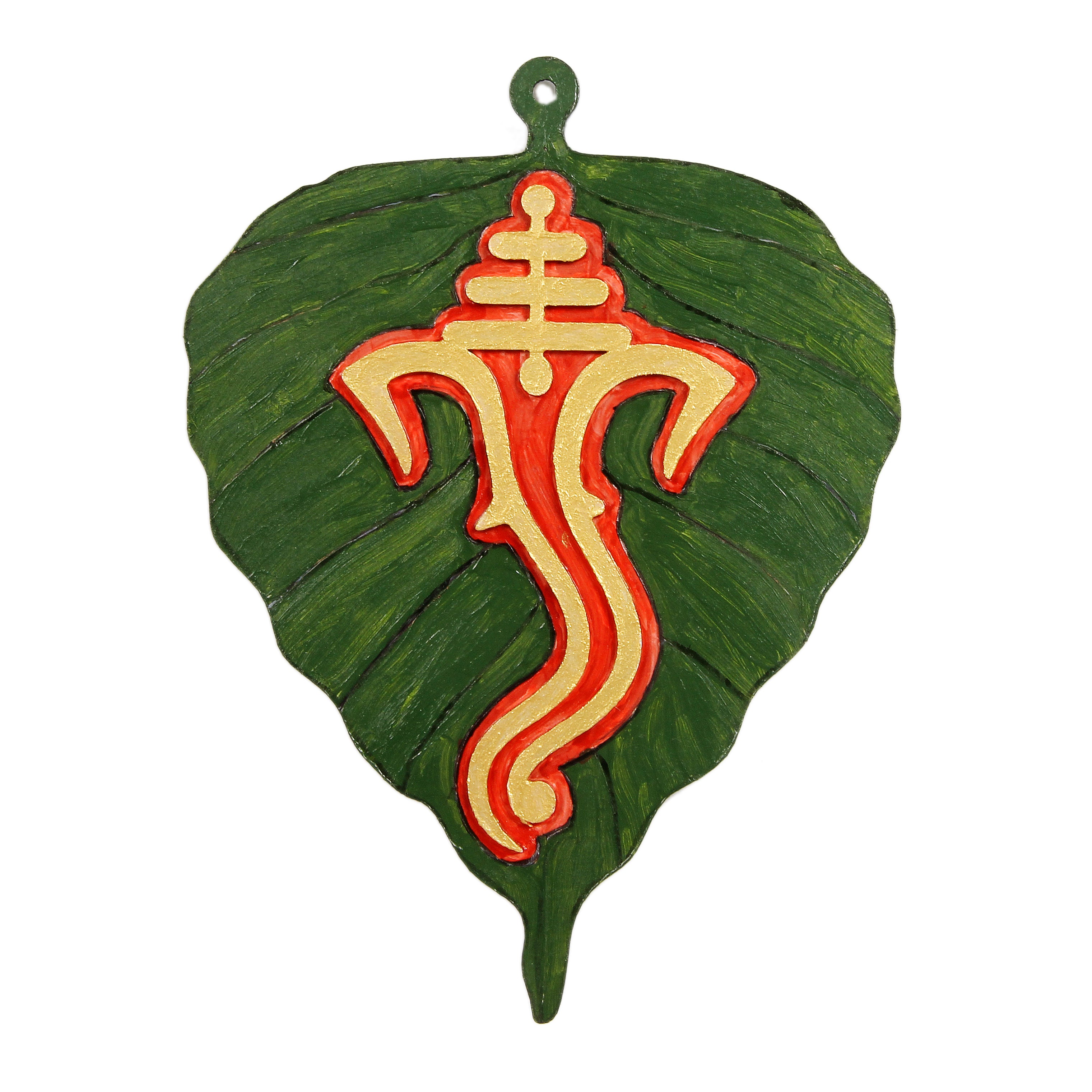 Mdf Pre Marked Ganesha On Leaf With Hanging Hole Approx 6 X 8Inch 1Pc Lb