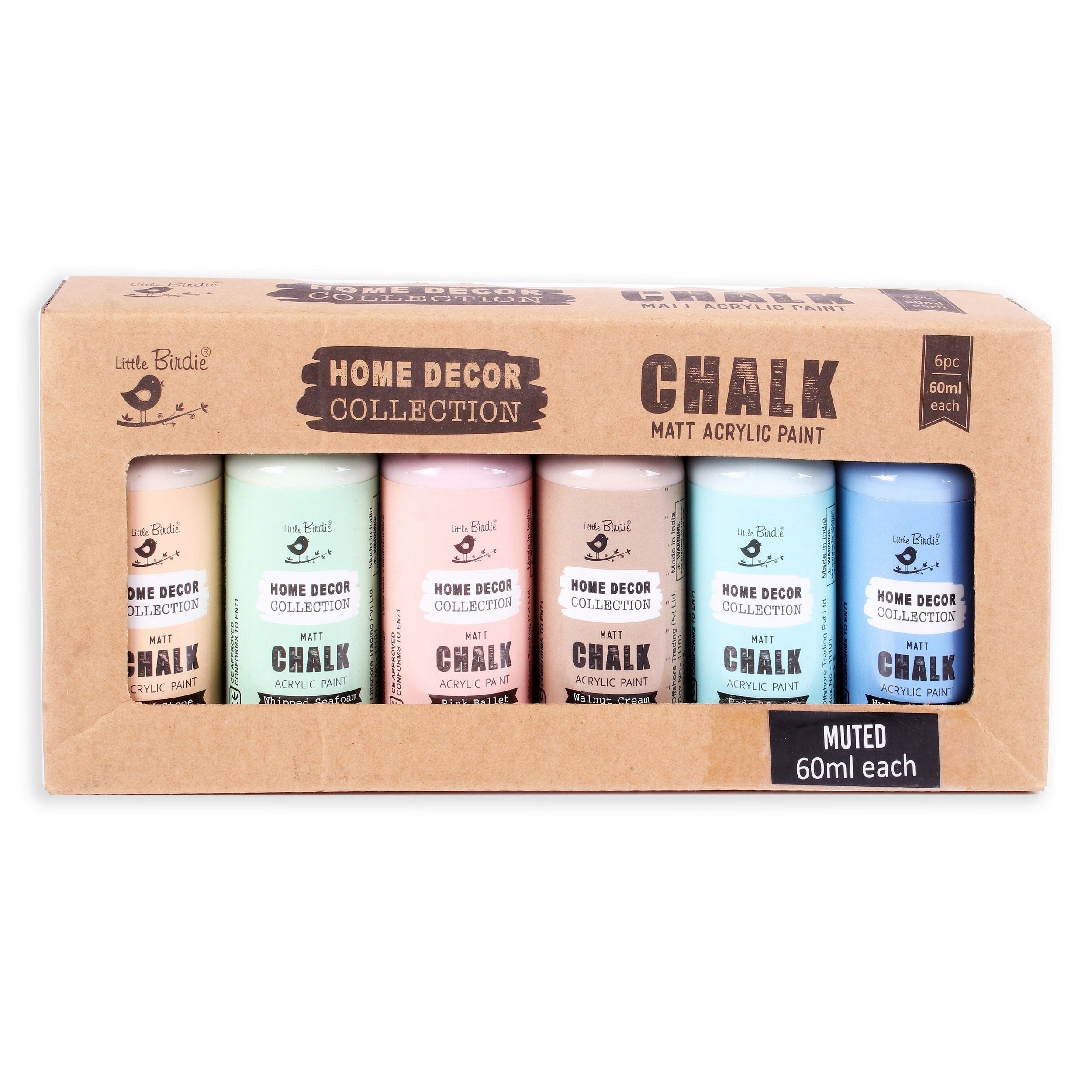 Home Decor Chalk Paint Kit 6Pcs X 60ml - Muted