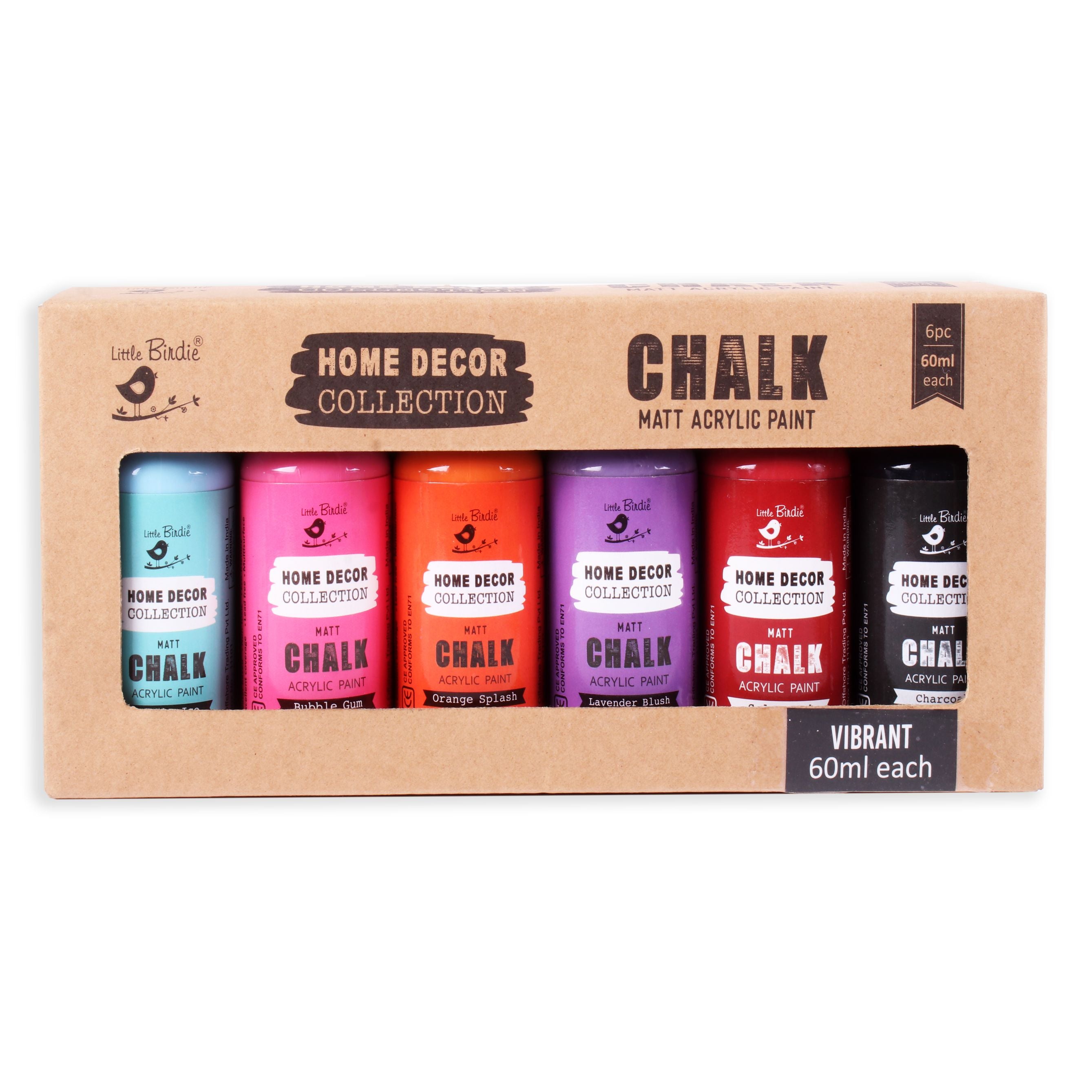 Home Decor Chalk Paint Kit Vibrant 6Pcs X 60ml