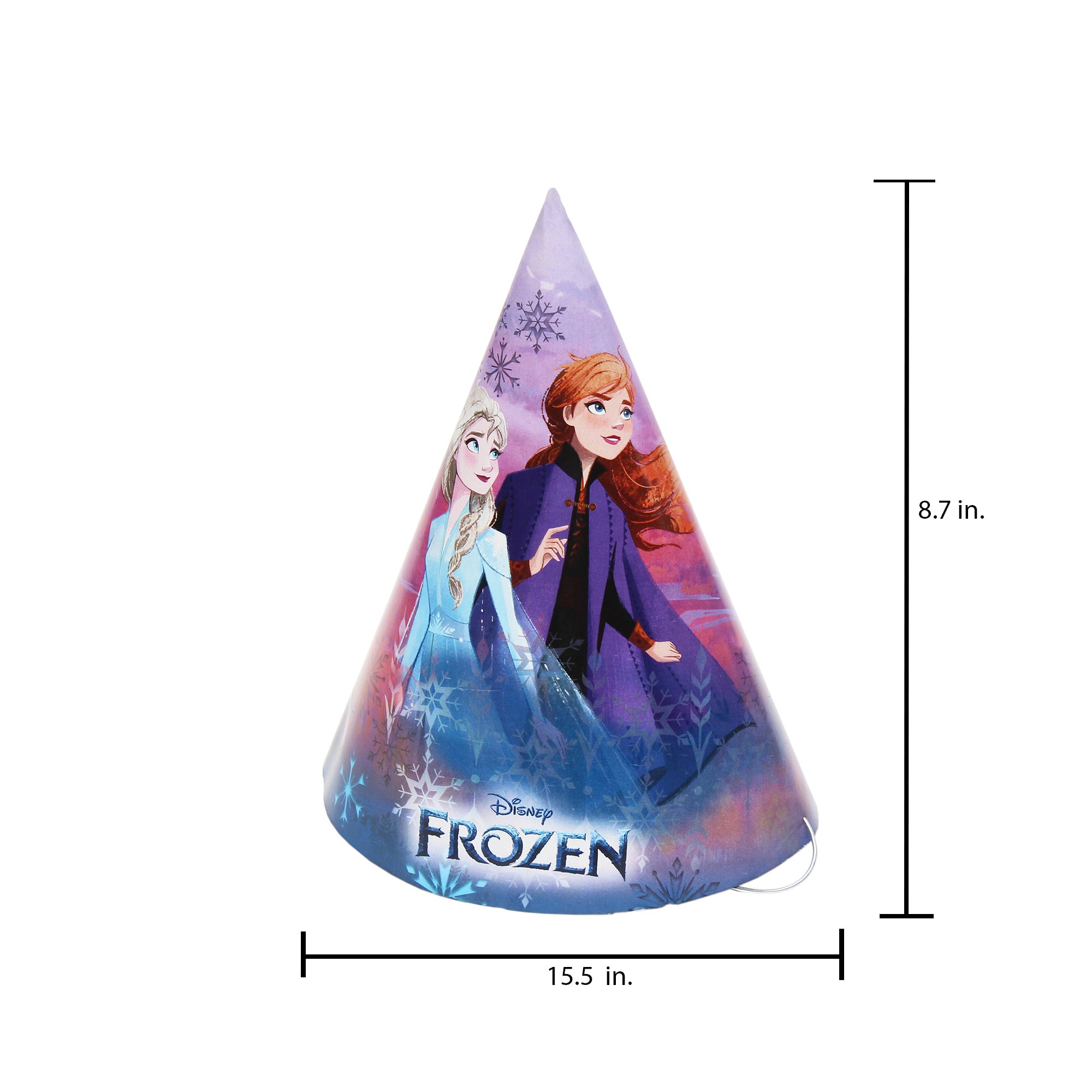 Frozen Theme Elsa And Anna - Party Hat With Elastic Band, 250GSM, 6pc