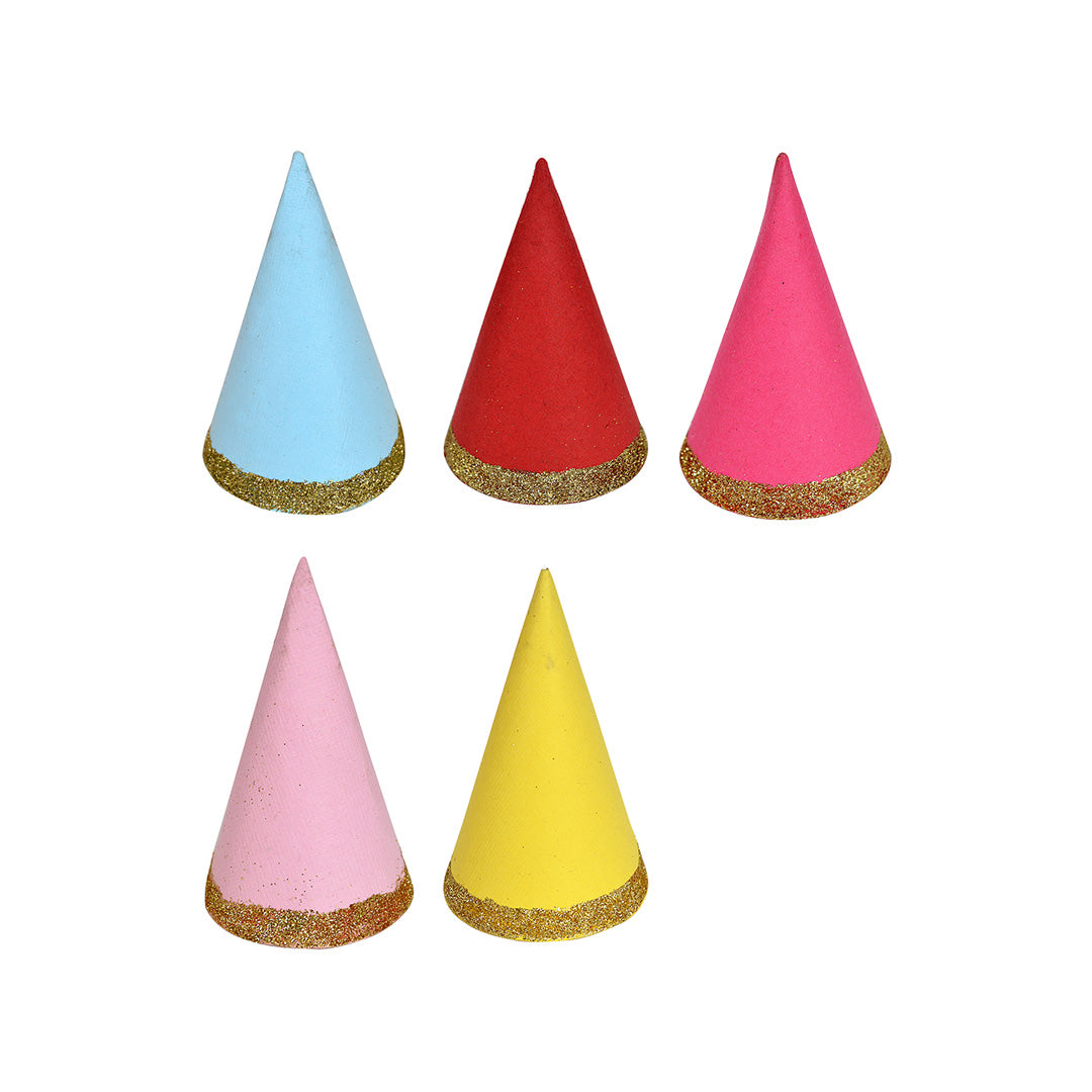 Mini Glitter Party Hats  Assorted Colours 10Pcs Lb