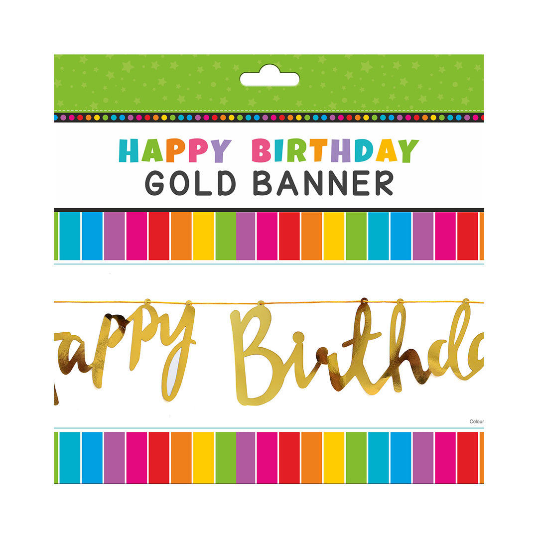Happy Birthday Gold Banner 2.5M Thread 3Pcs Lb